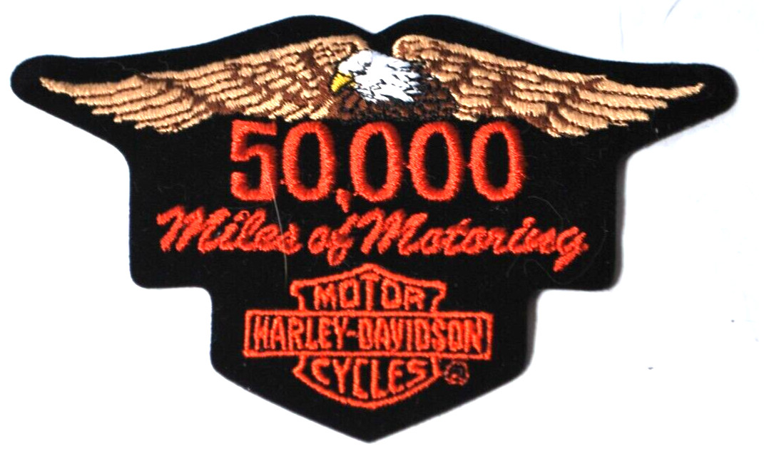 Vintage Harley Davidson Patch 50,000 Miles of Motoring Motorcycle soaring Eagle.