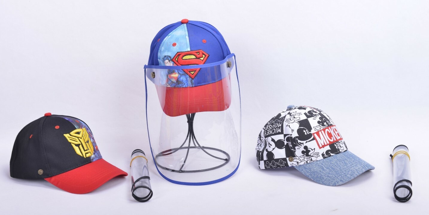 Kids Face Shield Cartoon Baseball Cap with Detachable Shield Dust/Splash/Splash/