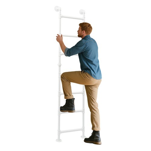 Modern Bunk Bed Ladder 7-Step Ladder High Loft Attic Step Ladders White