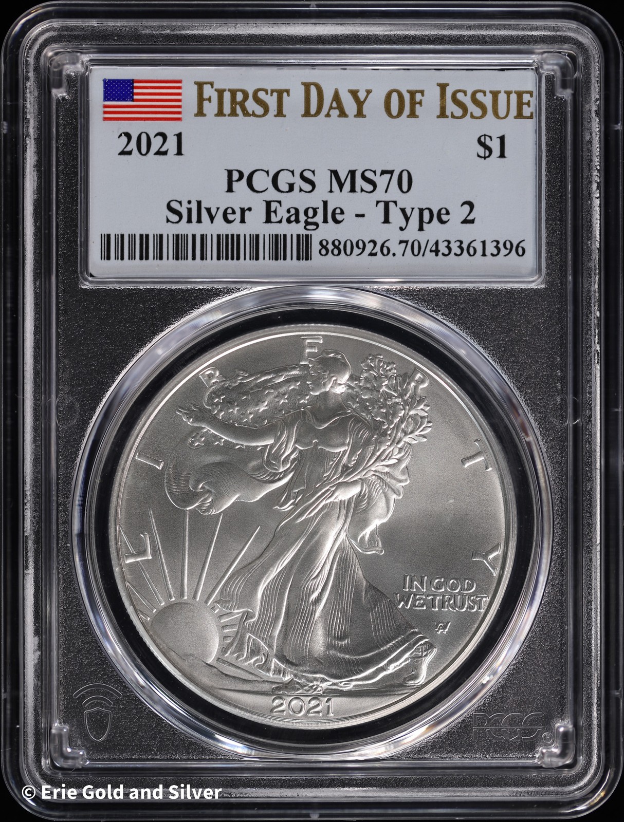 2021 $1 T-2 American Silver Eagle PCGS MS 70 | FDOI