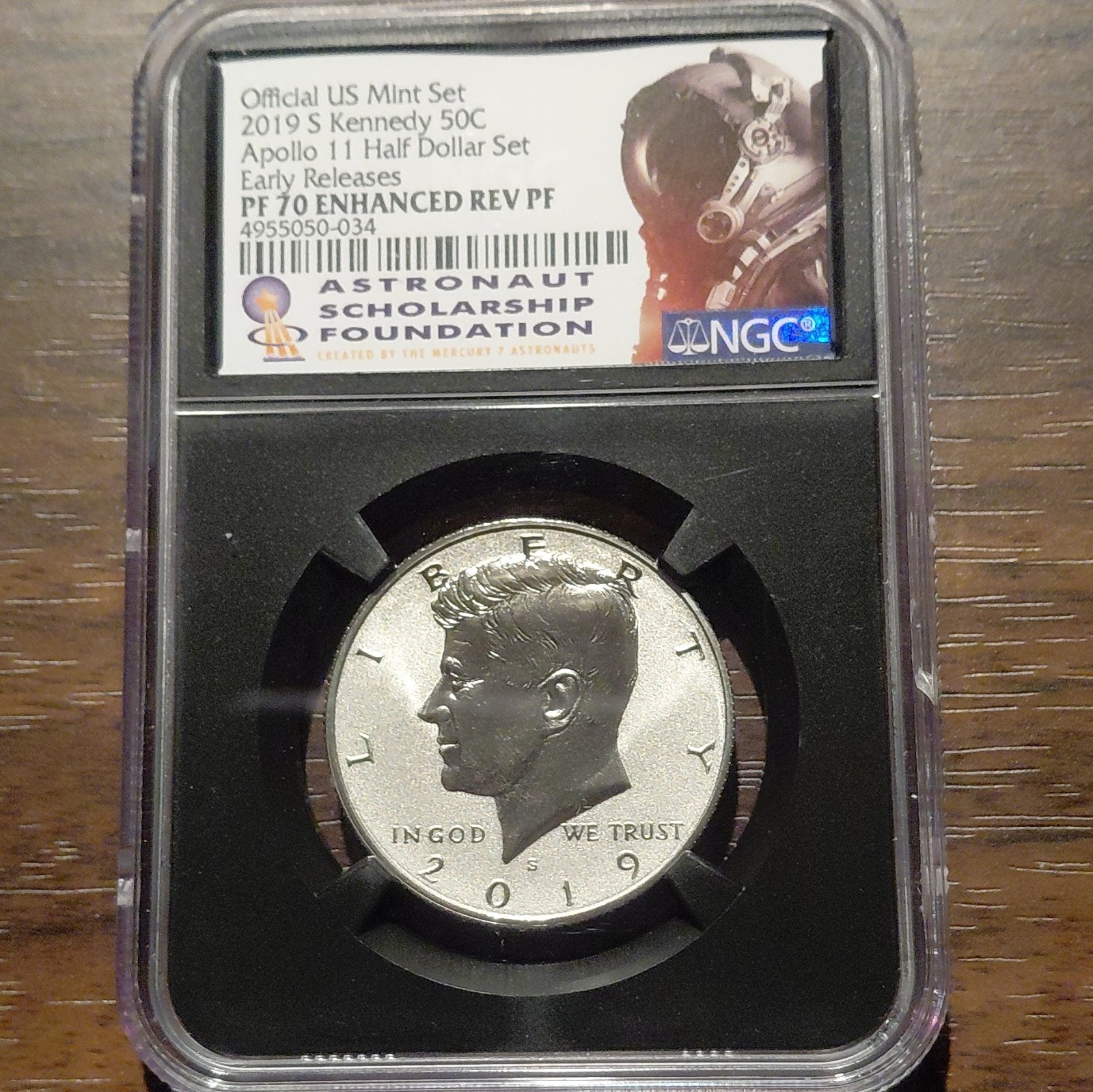 2019-S Kennedy 50C Apollo 11 Enhanced Reverse Proof Silver PF70 NGC