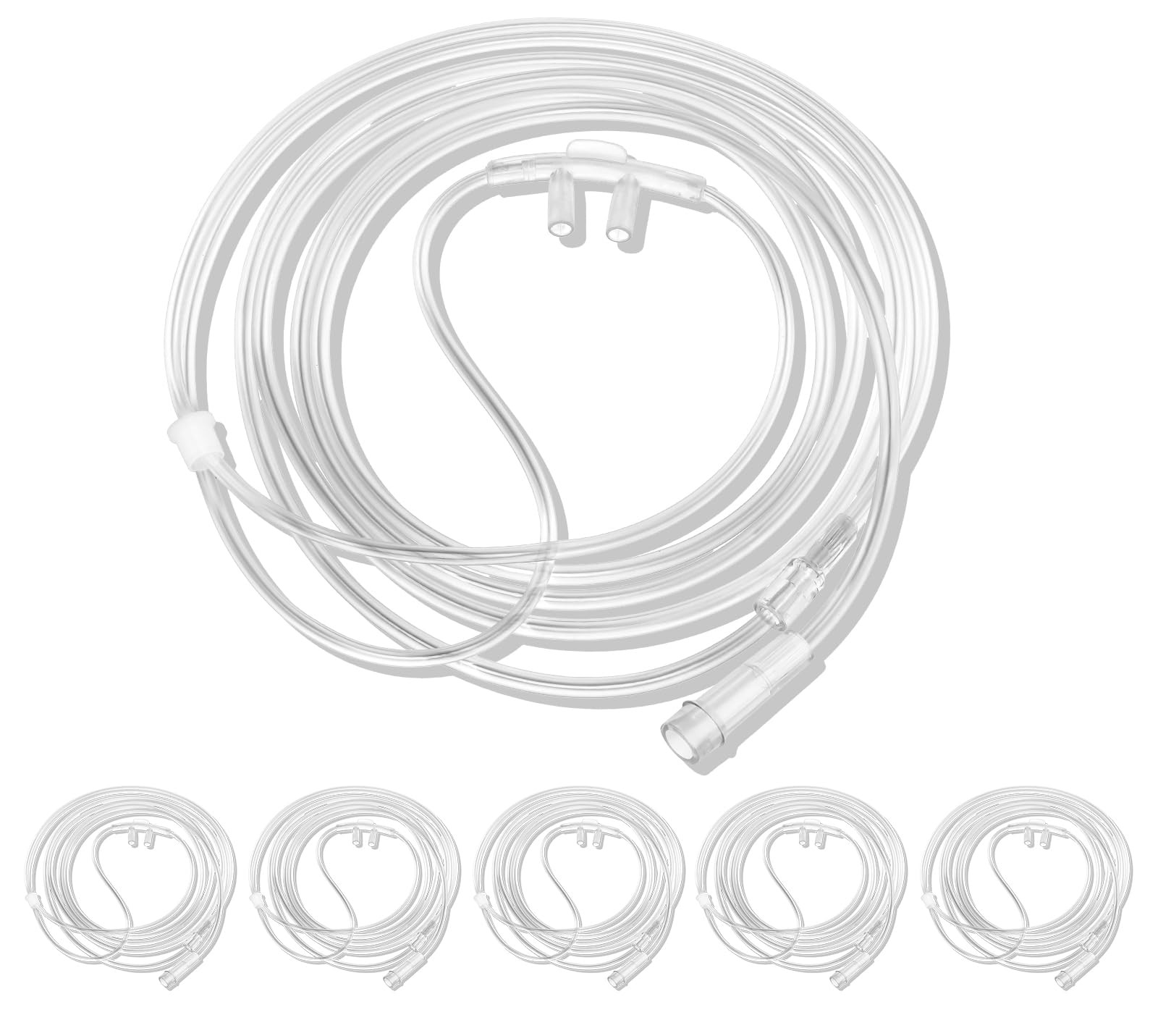 5 Pack Soft Nasal Oxygen Cannula for Adult - 7 Feet, Standard Connector,...