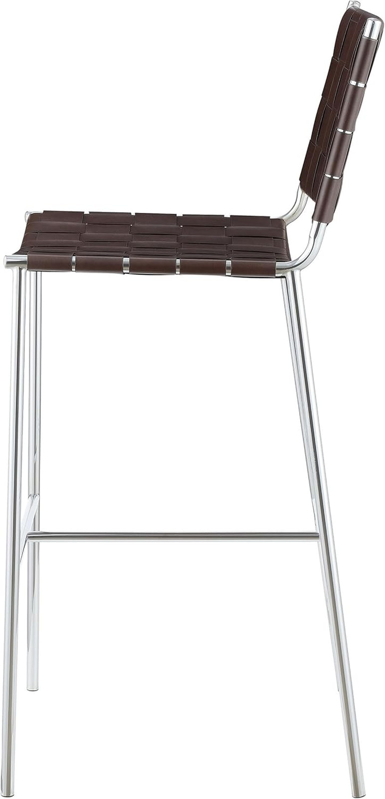 Adelaide Brown Upholstered Pub Height Bar Stool with Chrome Accents