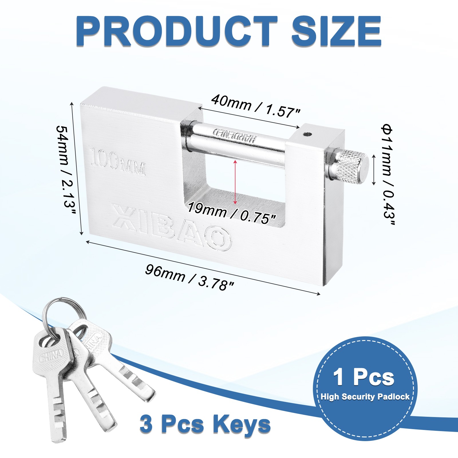 Shipping Container Lock with 3 Keys High Security Padlock (3-3/4 Inch)