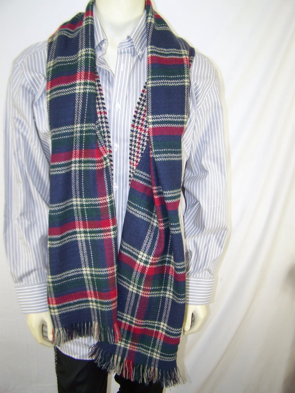 No Rest For Bridget Red Blue Beige Green Plaid Reversible Rectangle Scarf Unisex