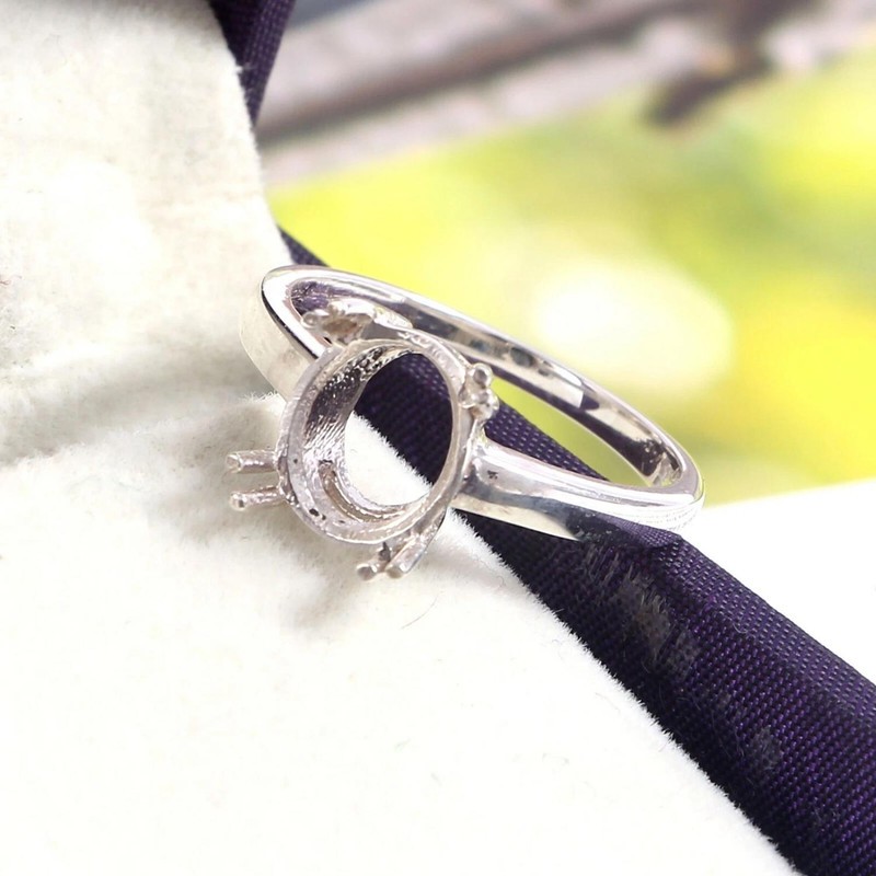 11x9mm Oval Semi Mount Ring 925 Sterling Silver Solitaire Setting Ring
