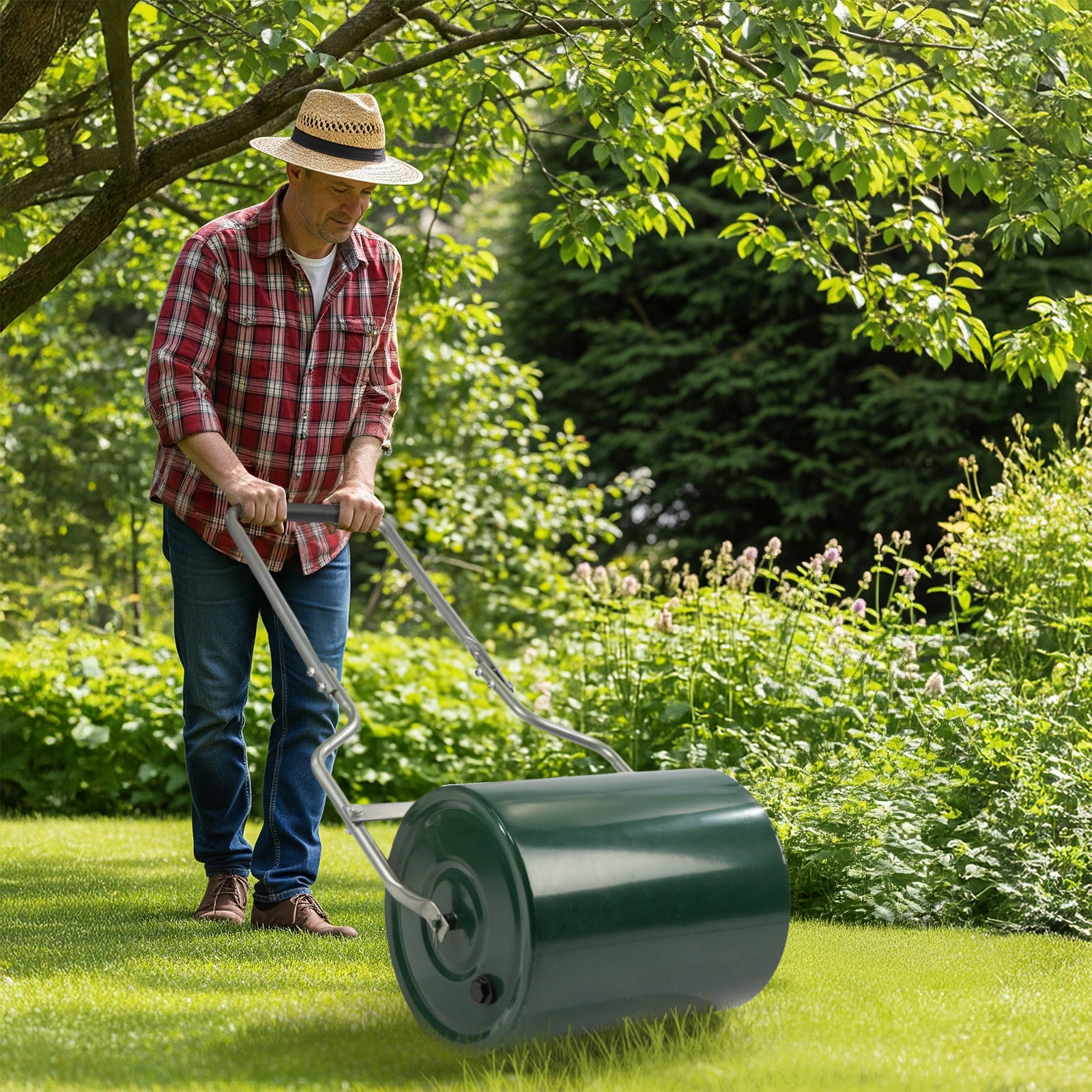 24in Heavy Duty Steel Lawn Roller, Garden Roller