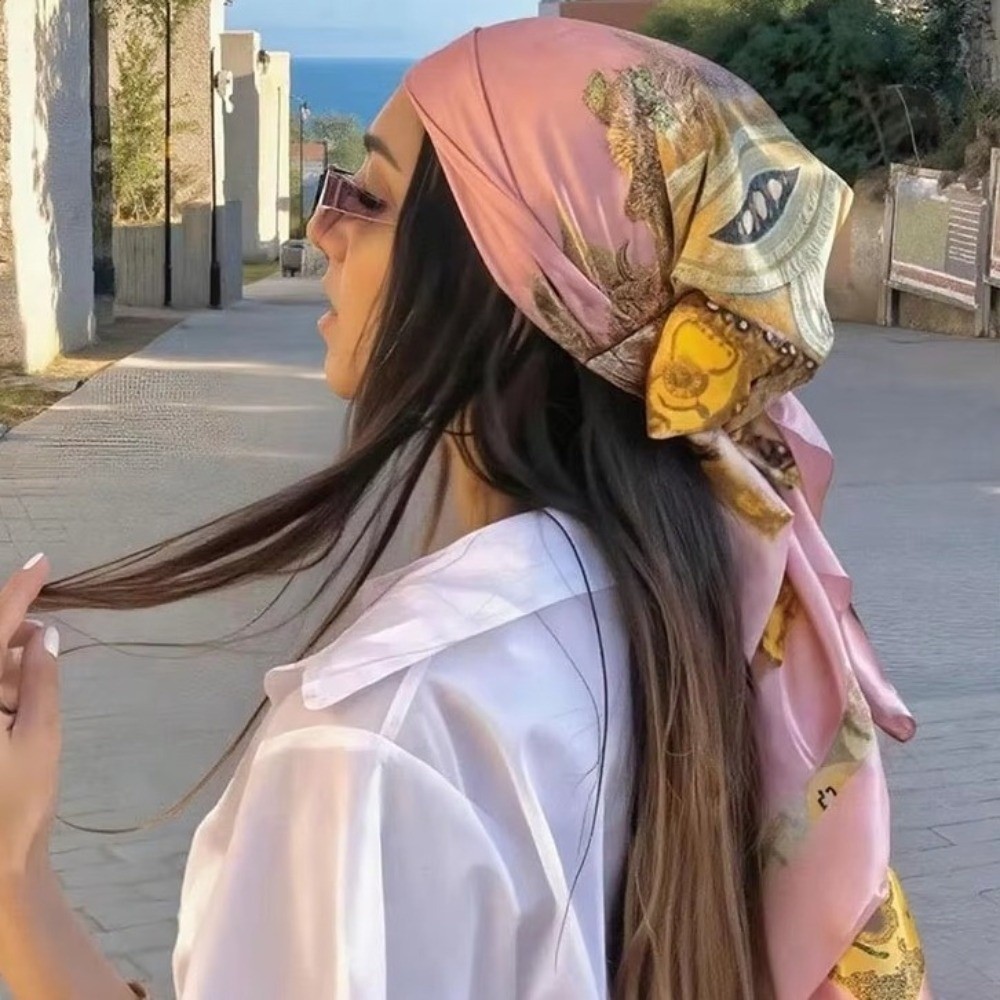 Soft Satin Scarf Hijab Colorful Hair Bandana Luxury Head Scarf  Women