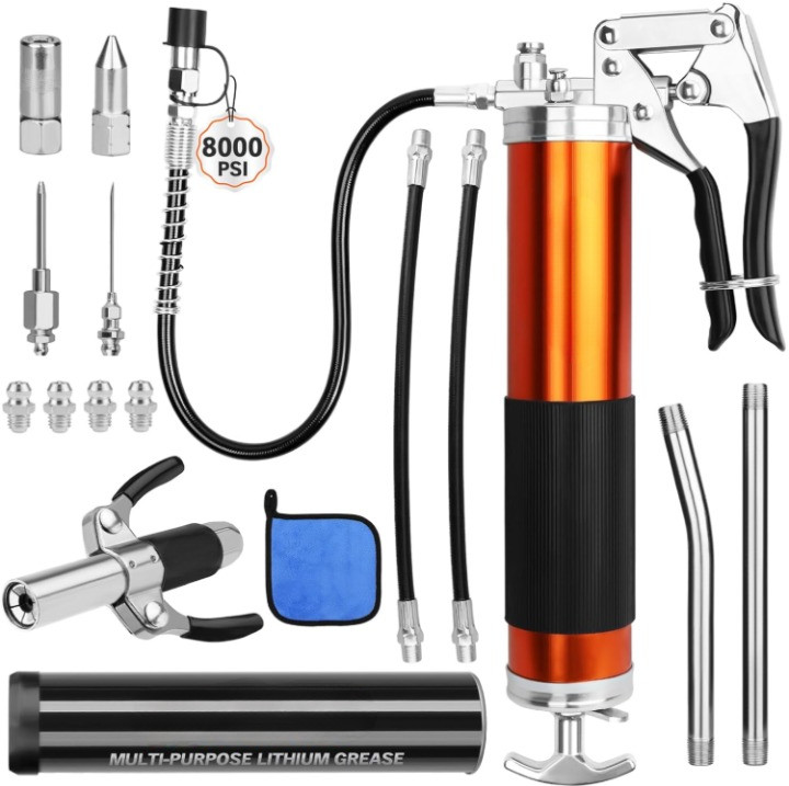 Kit Engrasadora 18 Piezas 8000 PSI Servicio Pesado Mangueras Accesorios Automotr