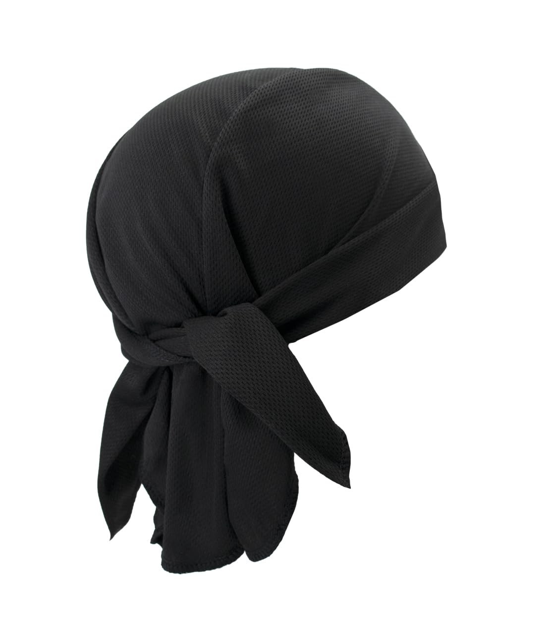 Sweat Wicking Do Rags Skull Caps, Cooling Hip Hop One Size, Low Profile Black