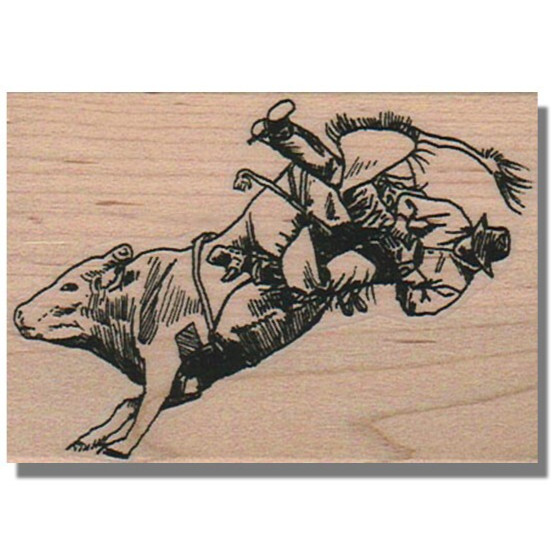 COWBOY BULL RIDING Rubber Stamp, Man, Rodeo, Western, Cow,Old West, Boots, Horse