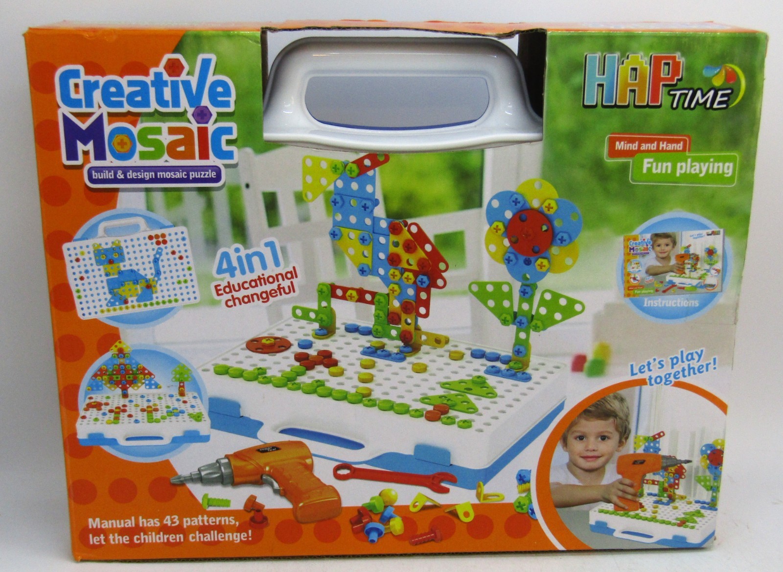 HAP Time Creative Mosaic #608 4-In1 Educational Build & Design Kit With Drill