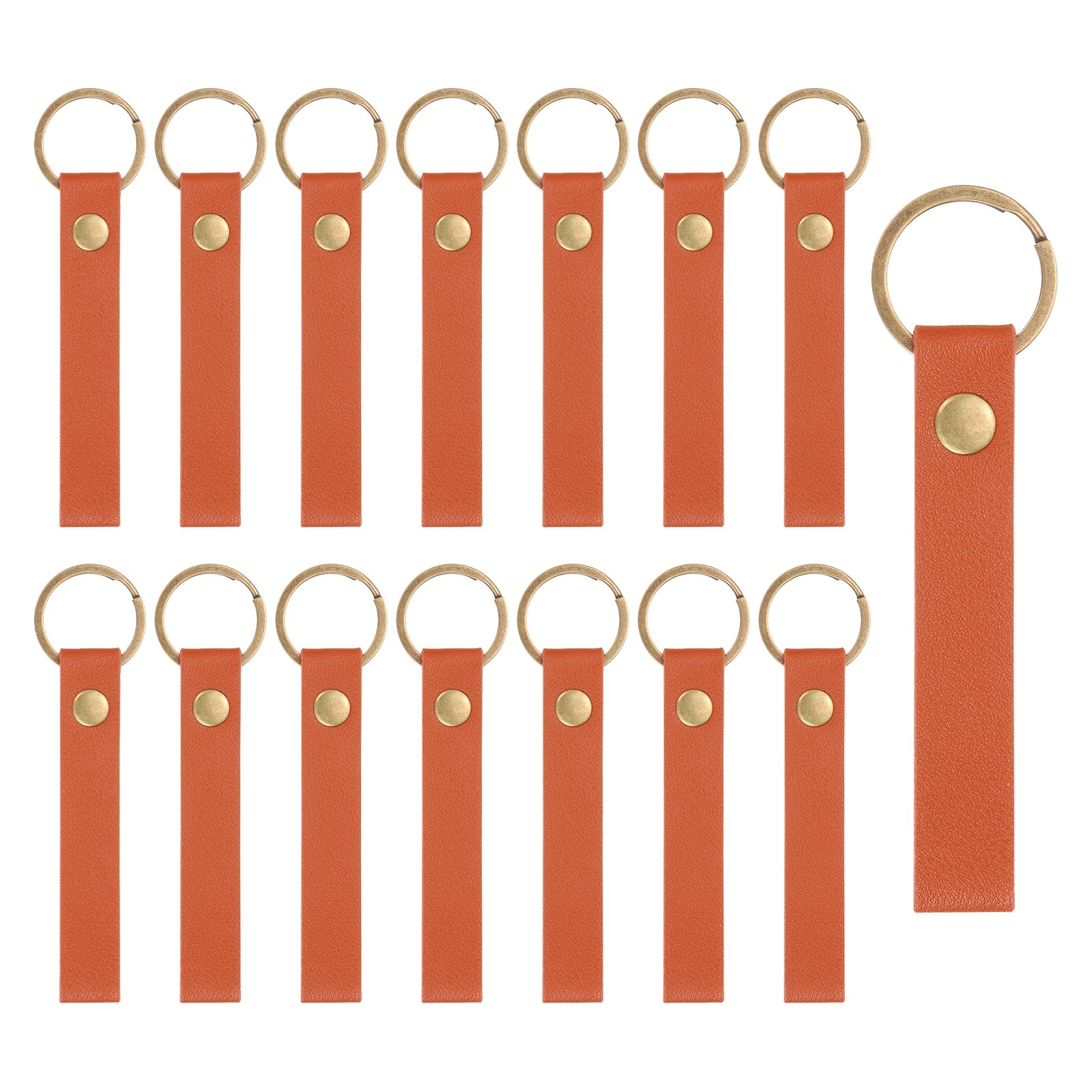 20 Pcs PU Leather Laser Engraving Keychain Blanks (Orange, 4.5" x 0.6")