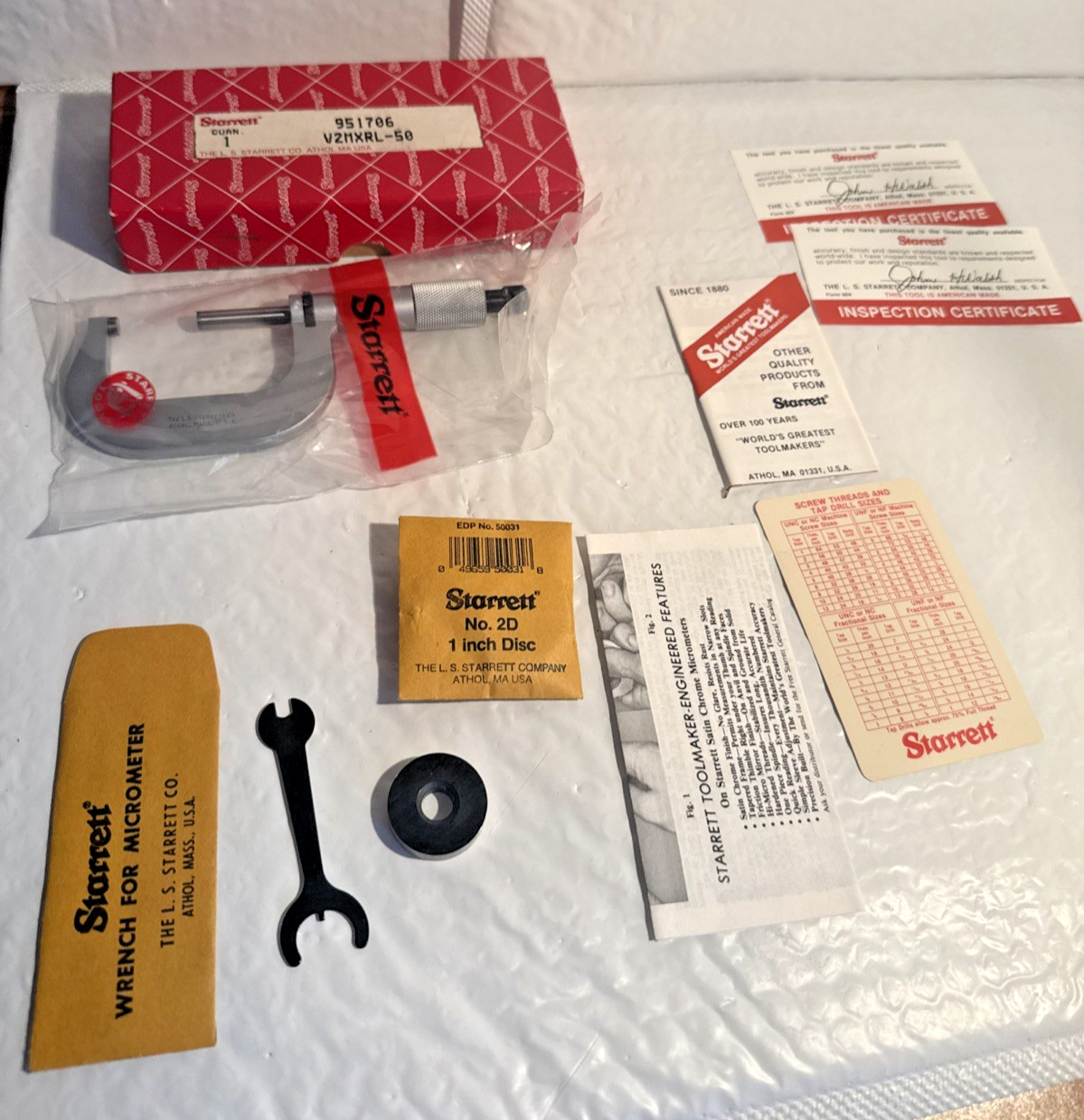 Starrett V2MXRL Outside Micrometer 0-50mm Range Carbide Faces IN STOCK