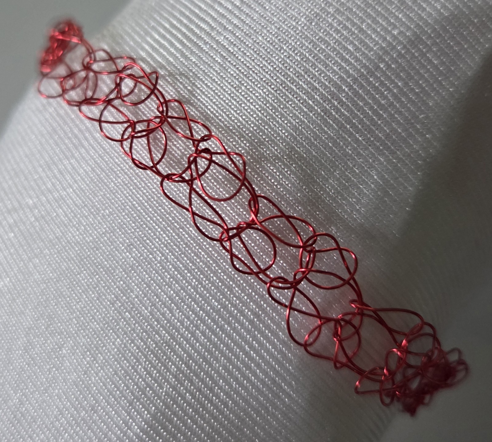 Red Wire Bracelet 1/2" Wide Lightweight Handmade Jewelry W058