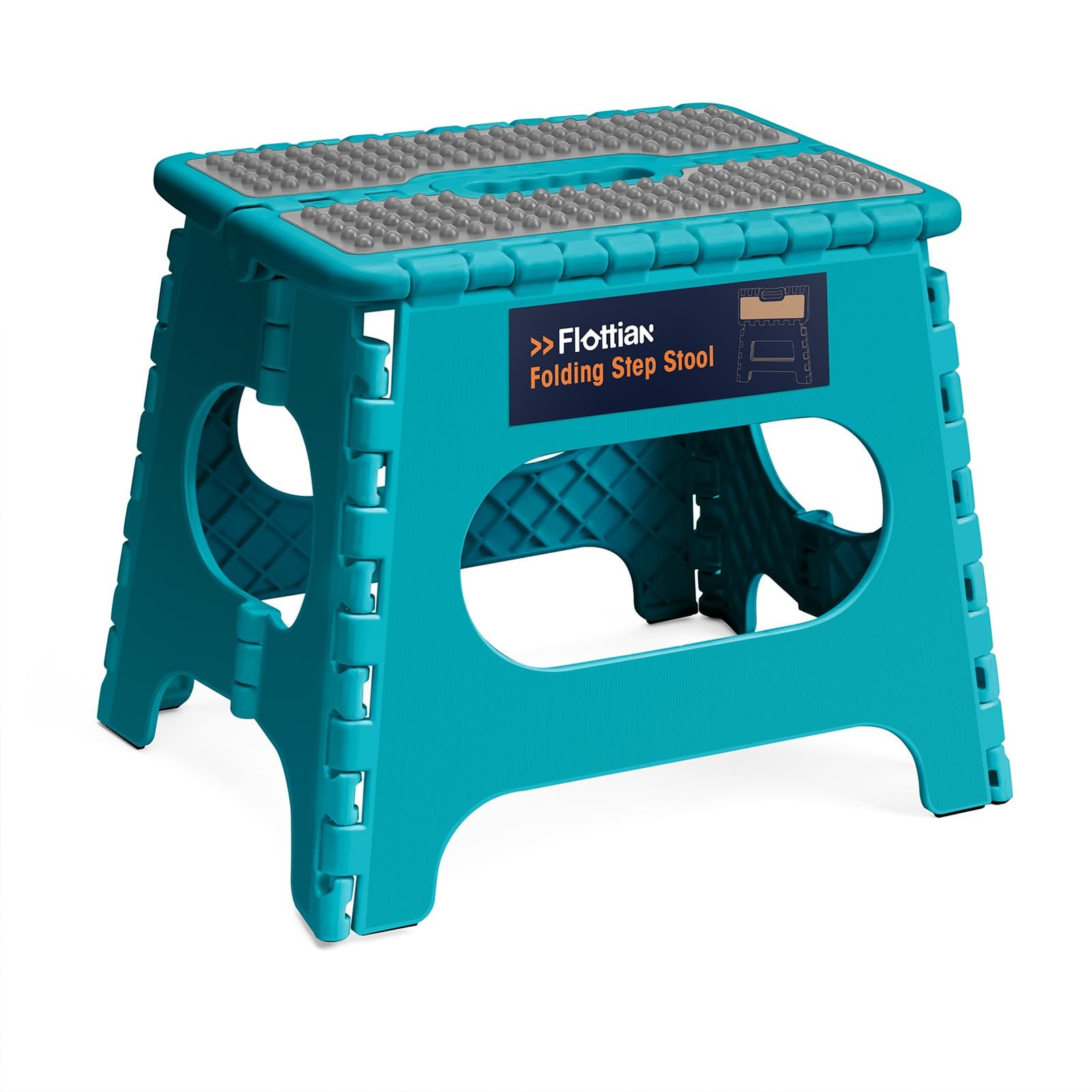 Flottian 11" Folding Step Stool for Adults and Kids Holds 11 inch, Ocean Blue