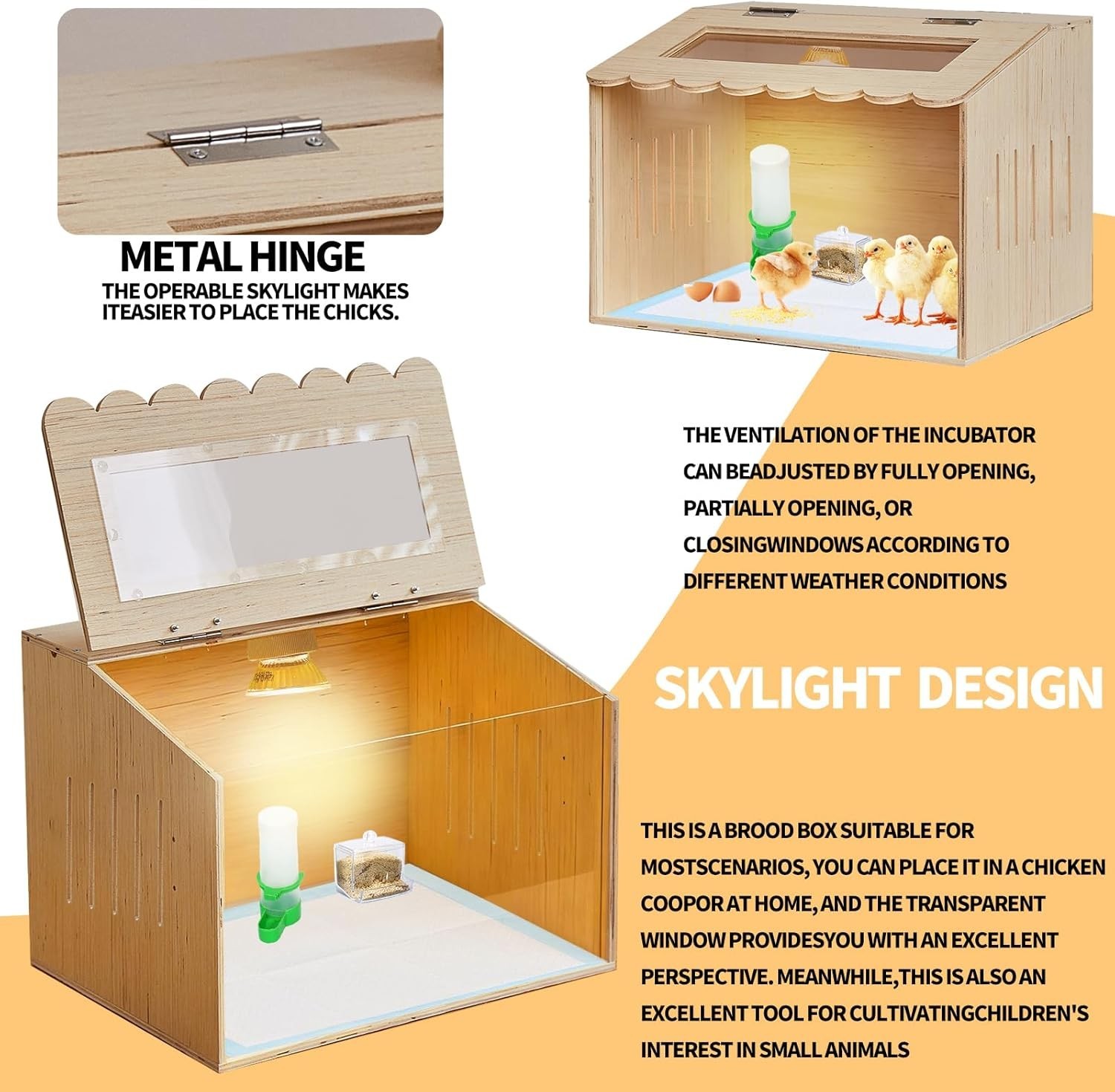 Chick Brooder Box for Chicks, Quail Brooder Box Kit with Heater Feeder and Wa...