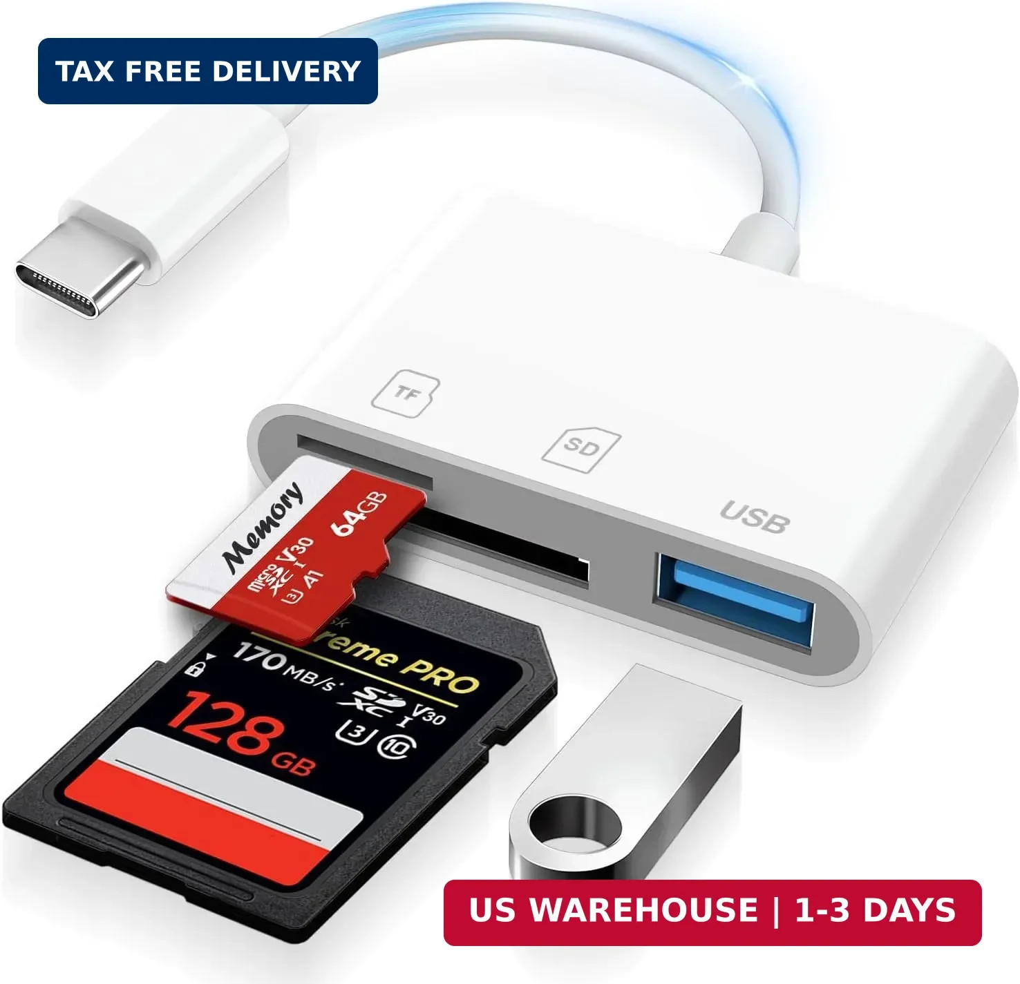 USB C SD Card Reader for Iphone 17/16/15 Series, USB C to Micro SD Memory Card A
