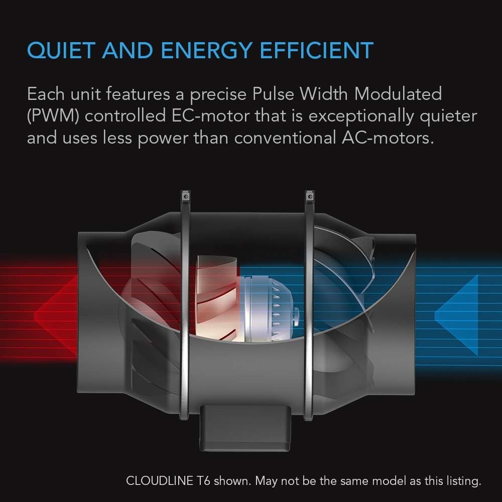 Quiet 4 Inch Inline Duct Fan with Speed Controller EC Motor