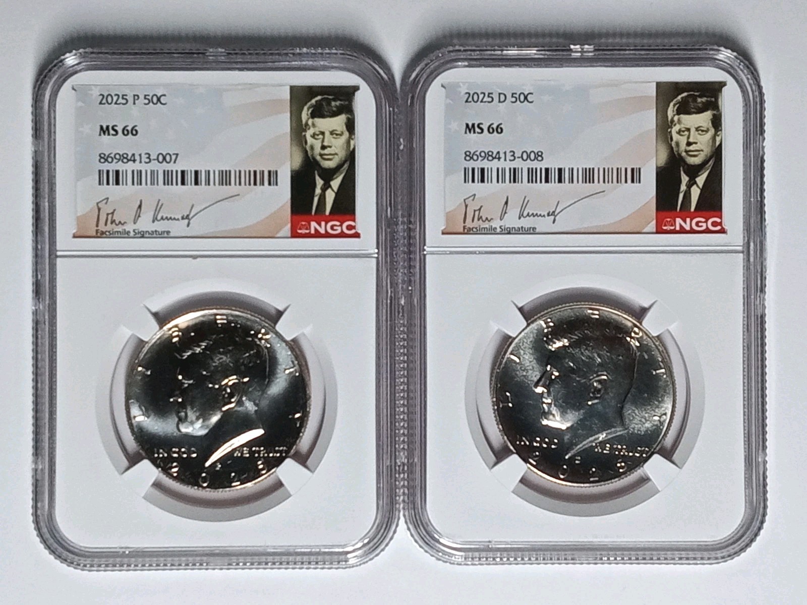 2025 P & D John F Kennedy NGC MS66 2 Coin Set Signature Portrait Label