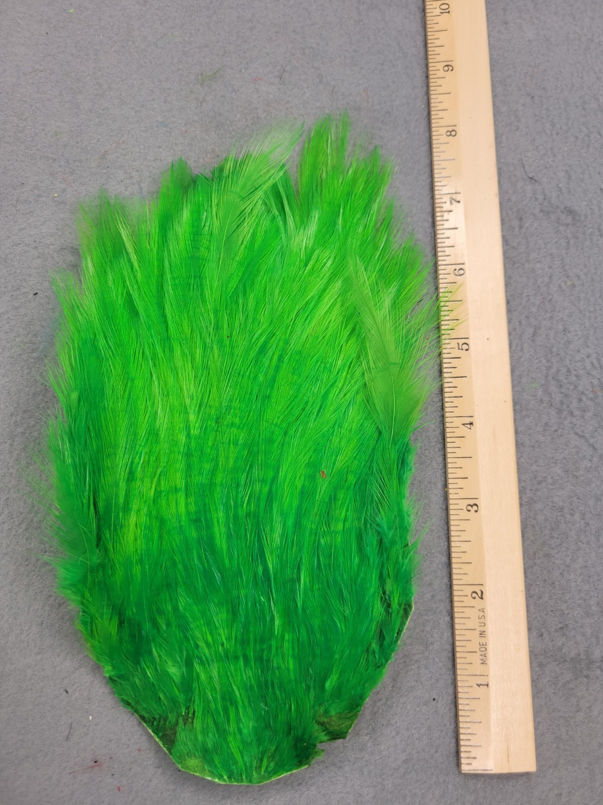 Lot 305, Grade B, DYED CADDIS GREEN  India Rooster Streamer Neck Cape Feathers