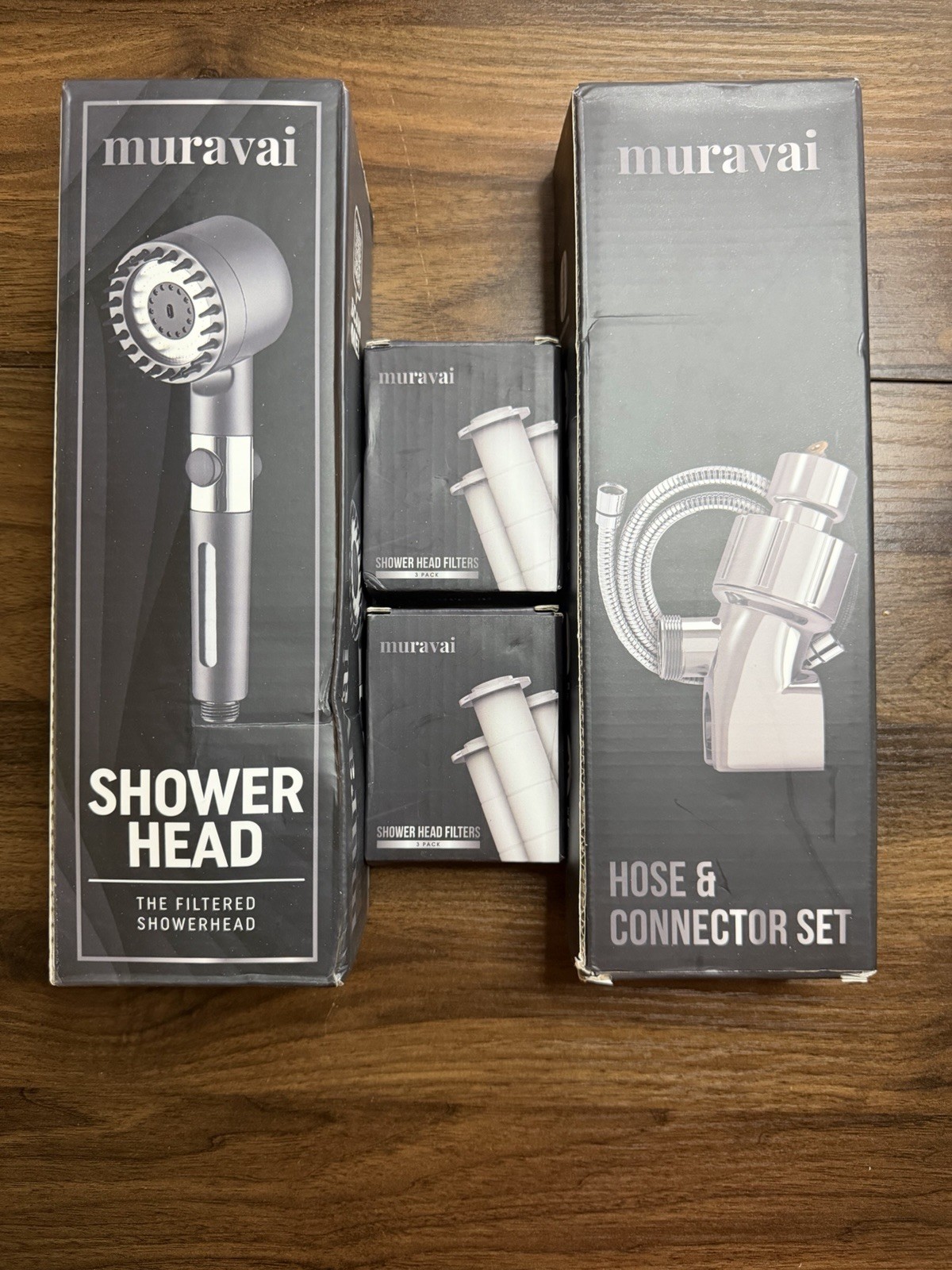 Muravai Filtered Shower Head Set w/ Hose & Connector | 5 Spray Modes | New