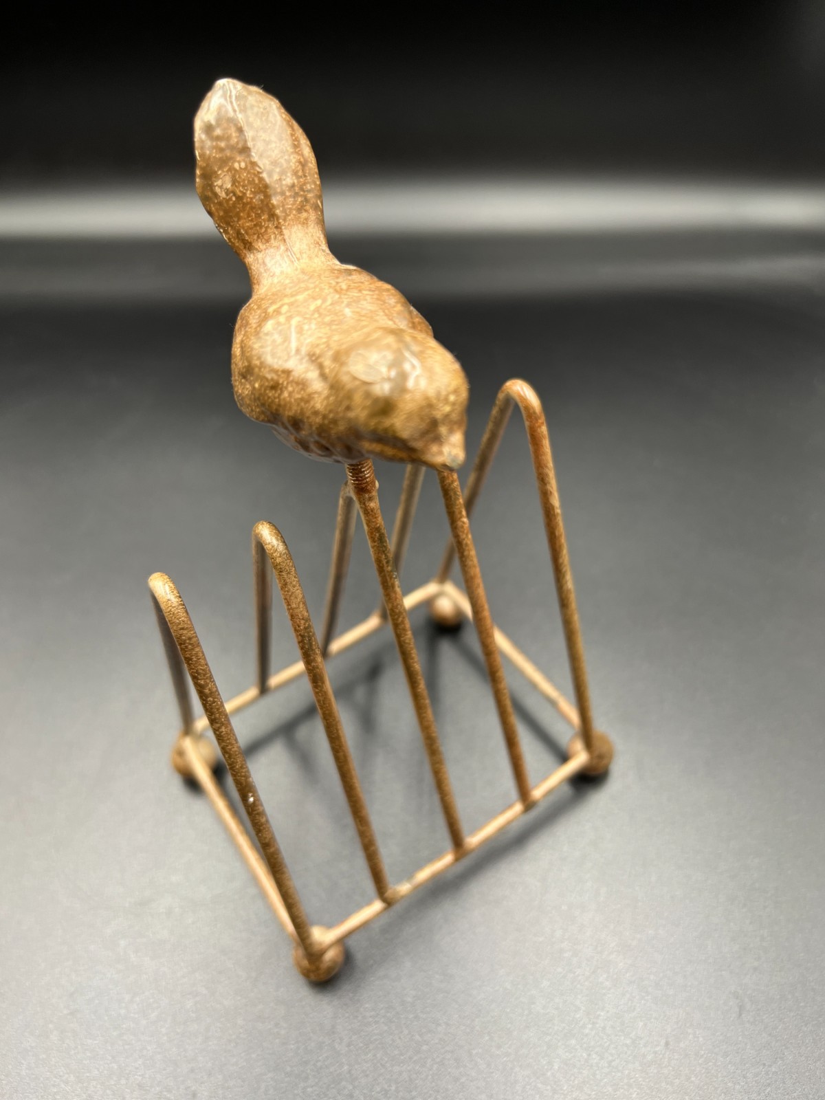 Brown iron metal song bird letter holder, coaster holder, napkin holder