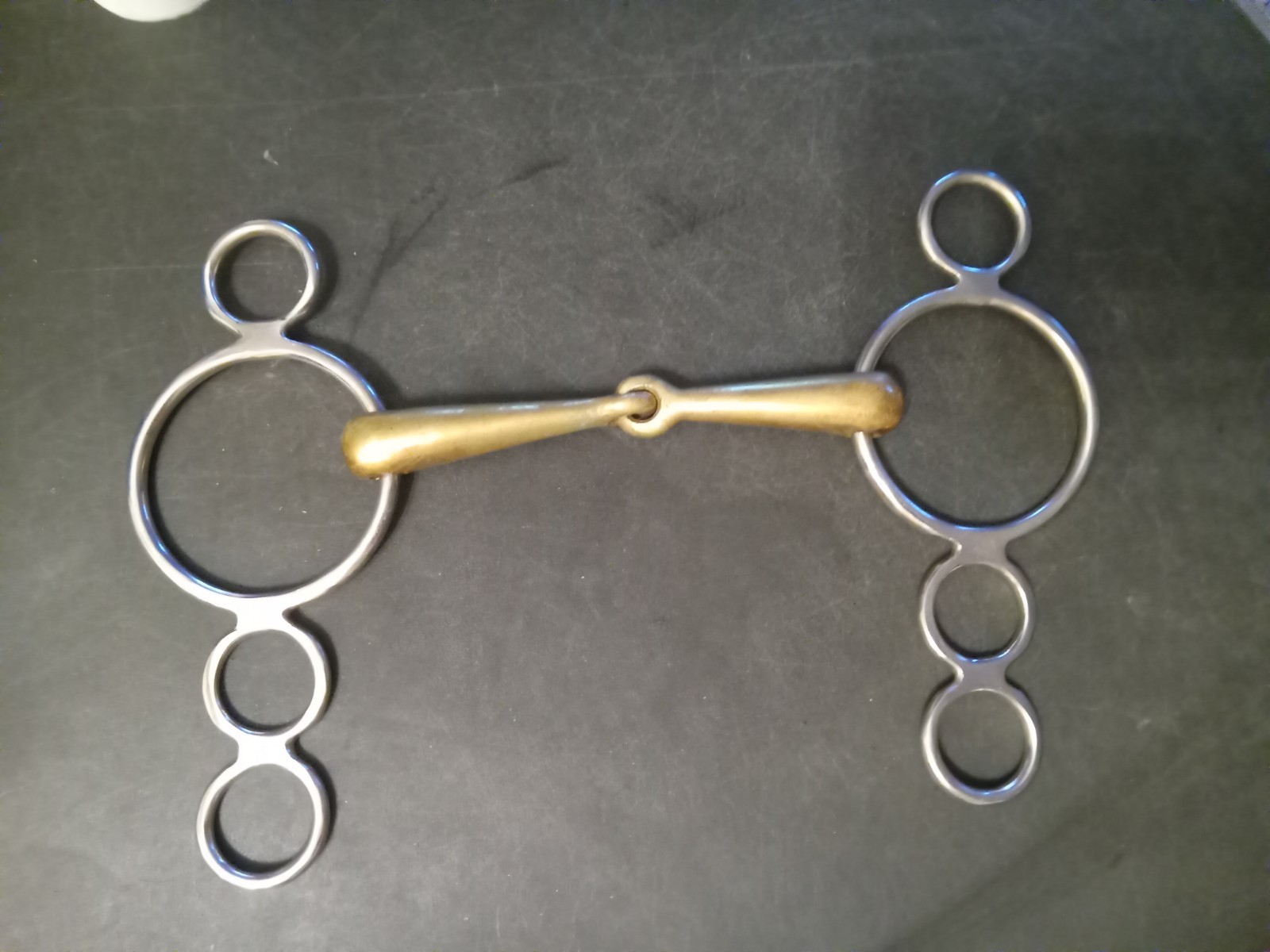 used lifter gag bit elevator Bit Snaffle 5 1/4 in mouth mixed metals