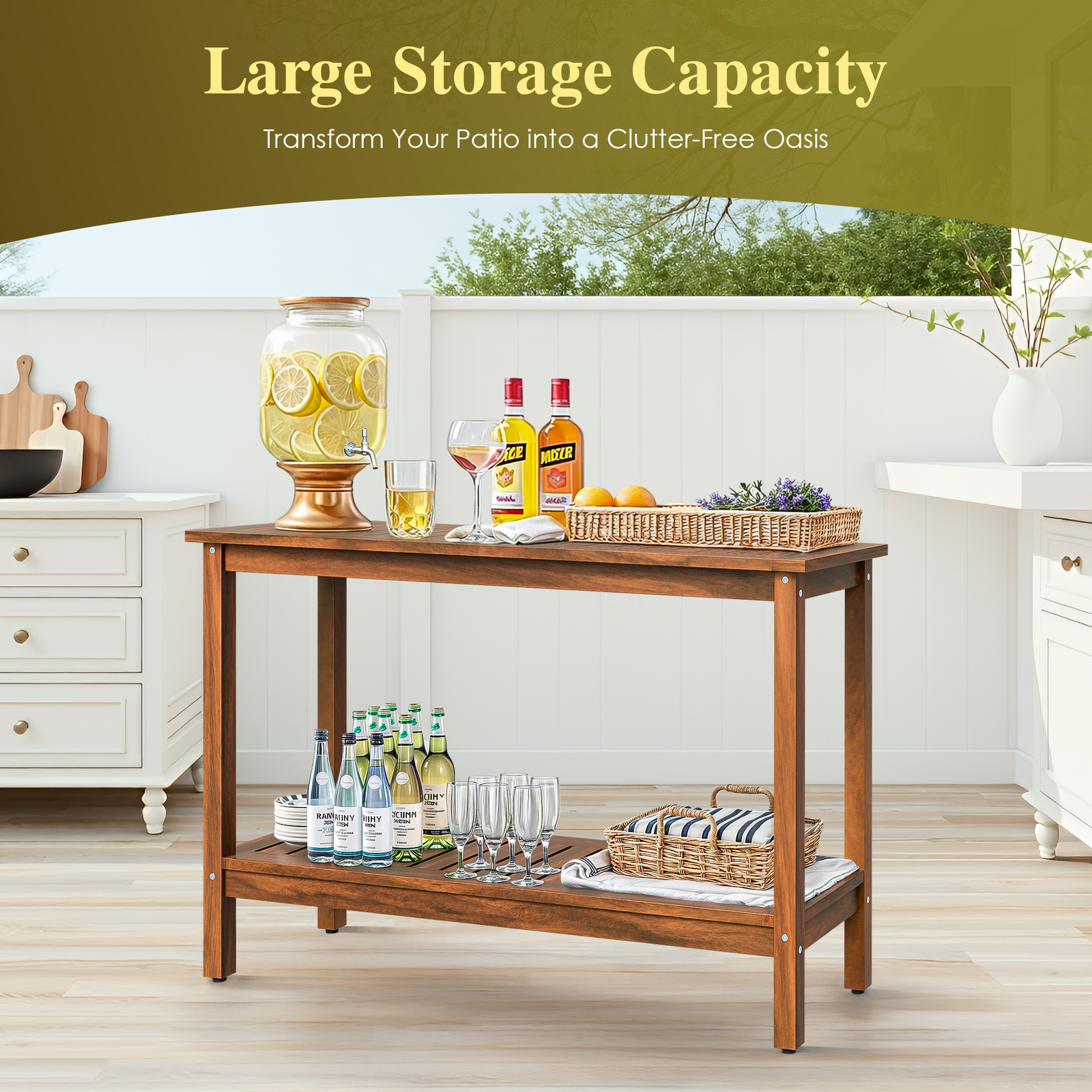 48in Console Table In/Outdoor Multifunctional Buffet Bar Storage Organizer