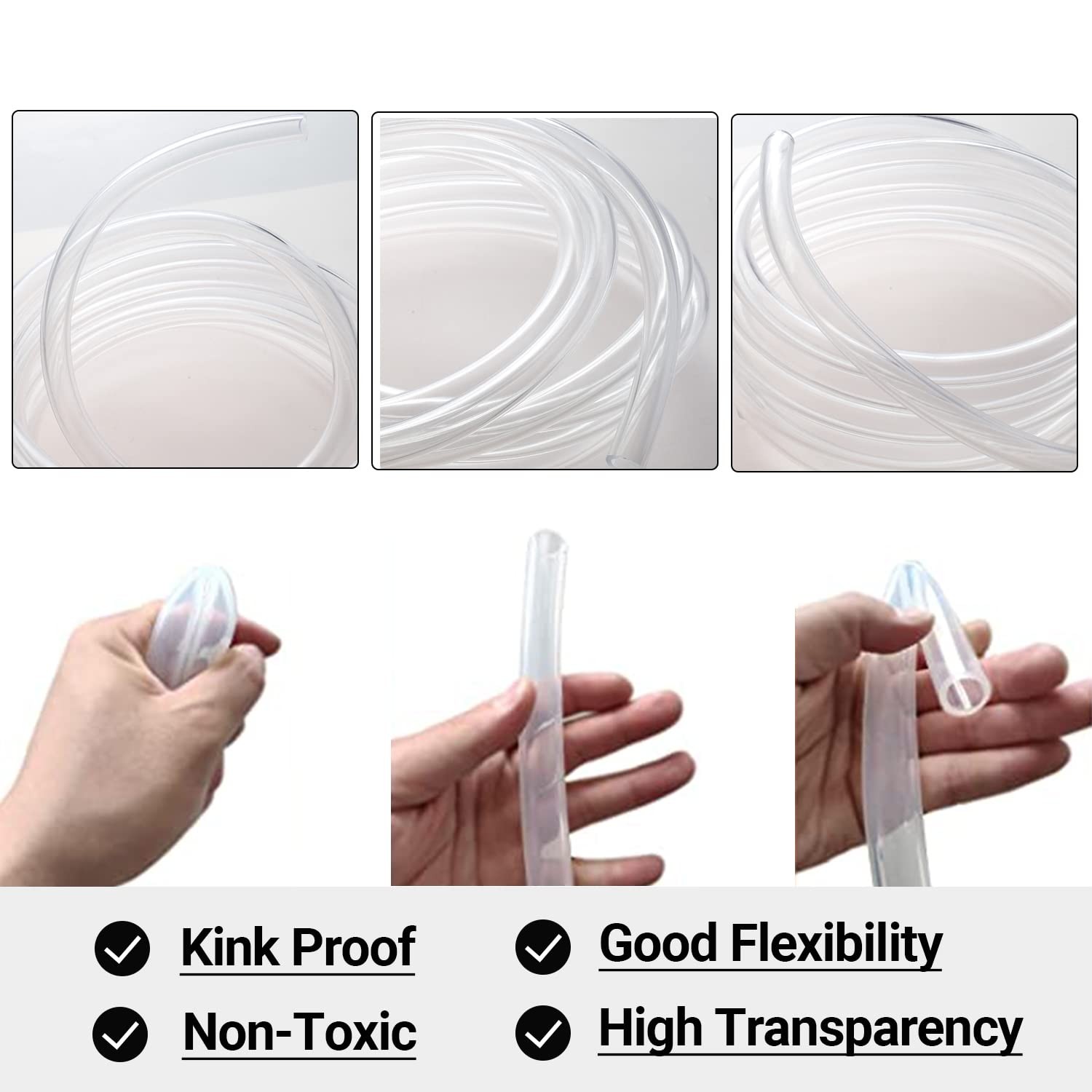 Clear Vinyl Tubing 3/4" ID × 1" OD -10 Ft 30PSI,Flexible Plastic 3/4'',