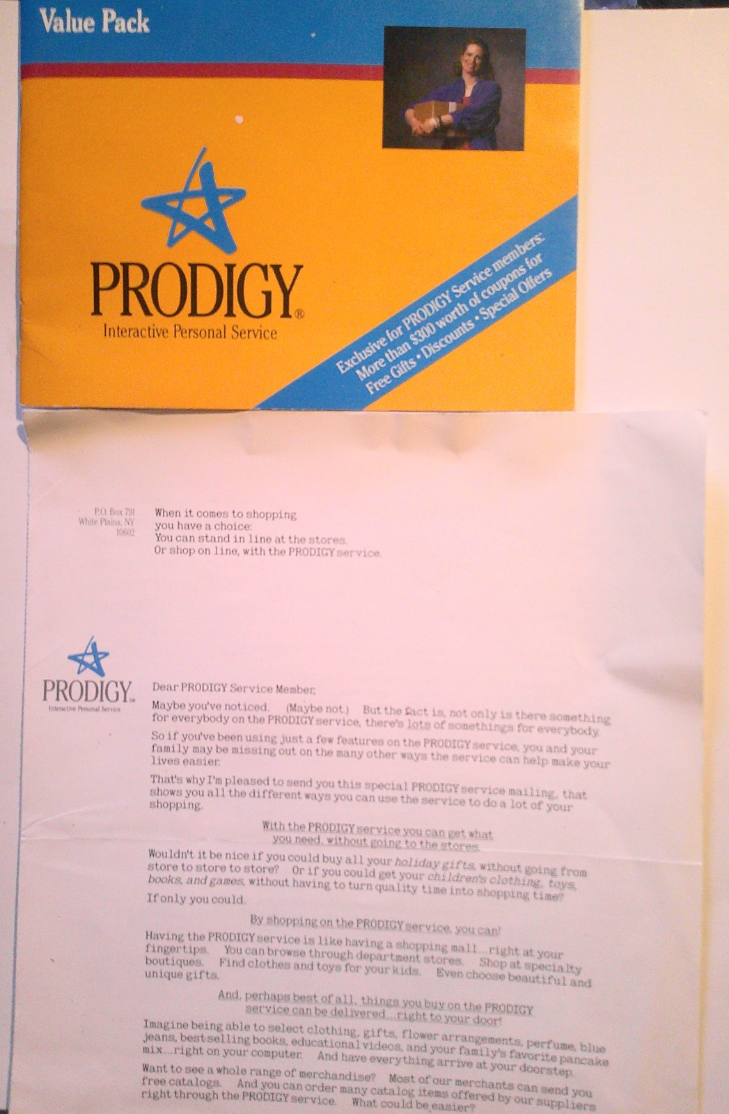 Prodigy Interactive Personal Service Value Pack, 1990 + Shopping Brochure