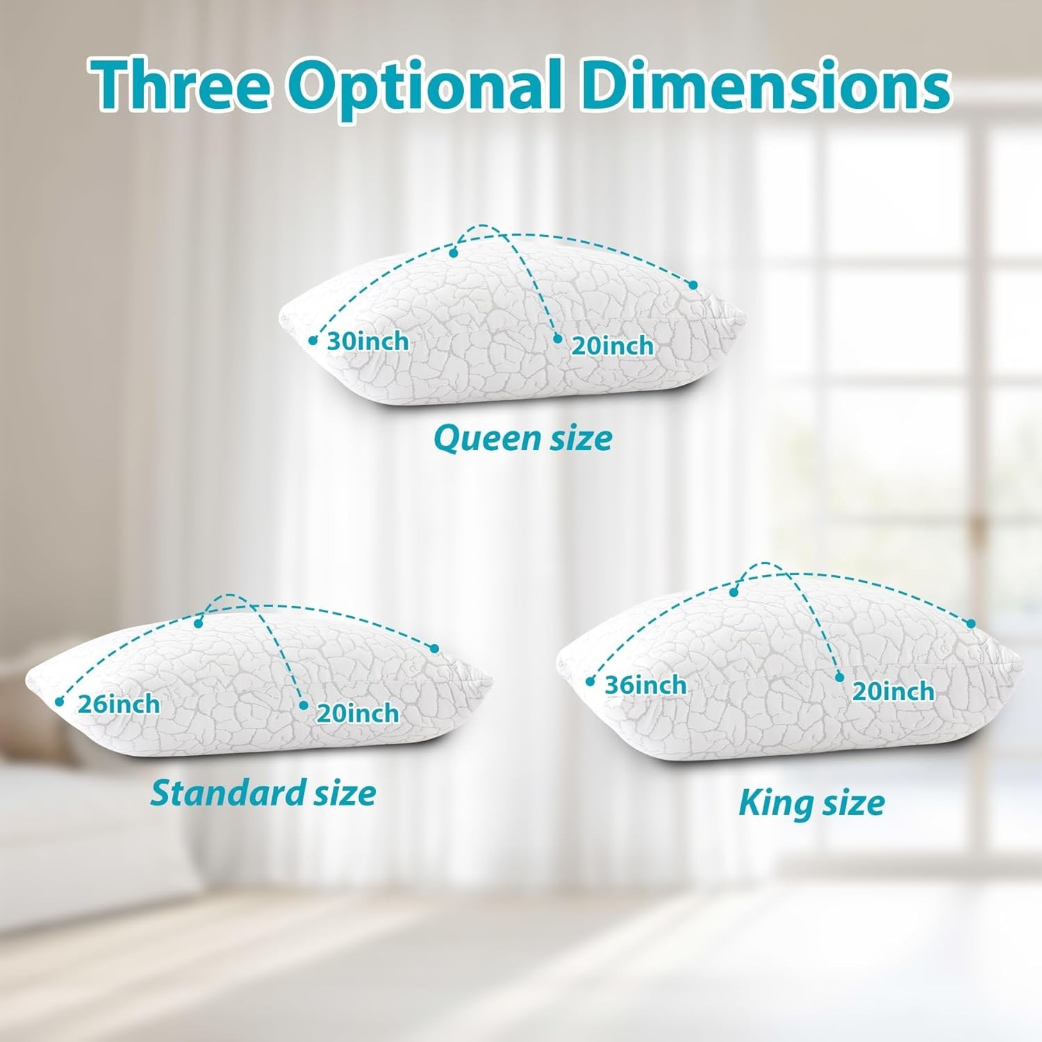 Cooling Pillows for Sleeping 2 Pack, Adjustable Shredded Memory Foam Pillows ...