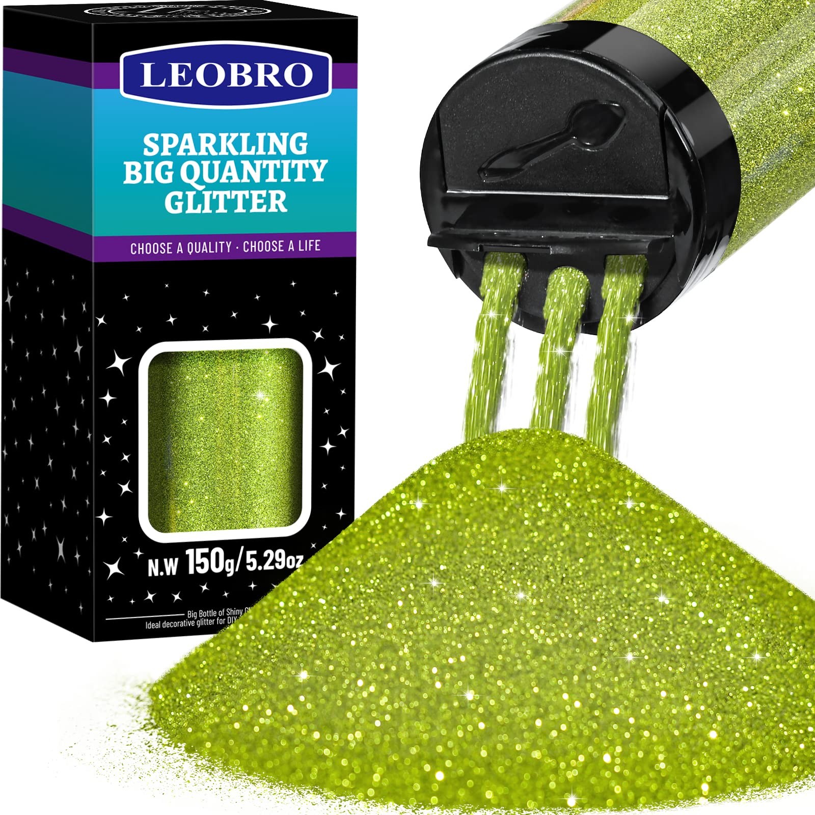 Green Glitter 150g/5.29oz Extra Fine Glitter for Crafts Resin DIY Party Decor...