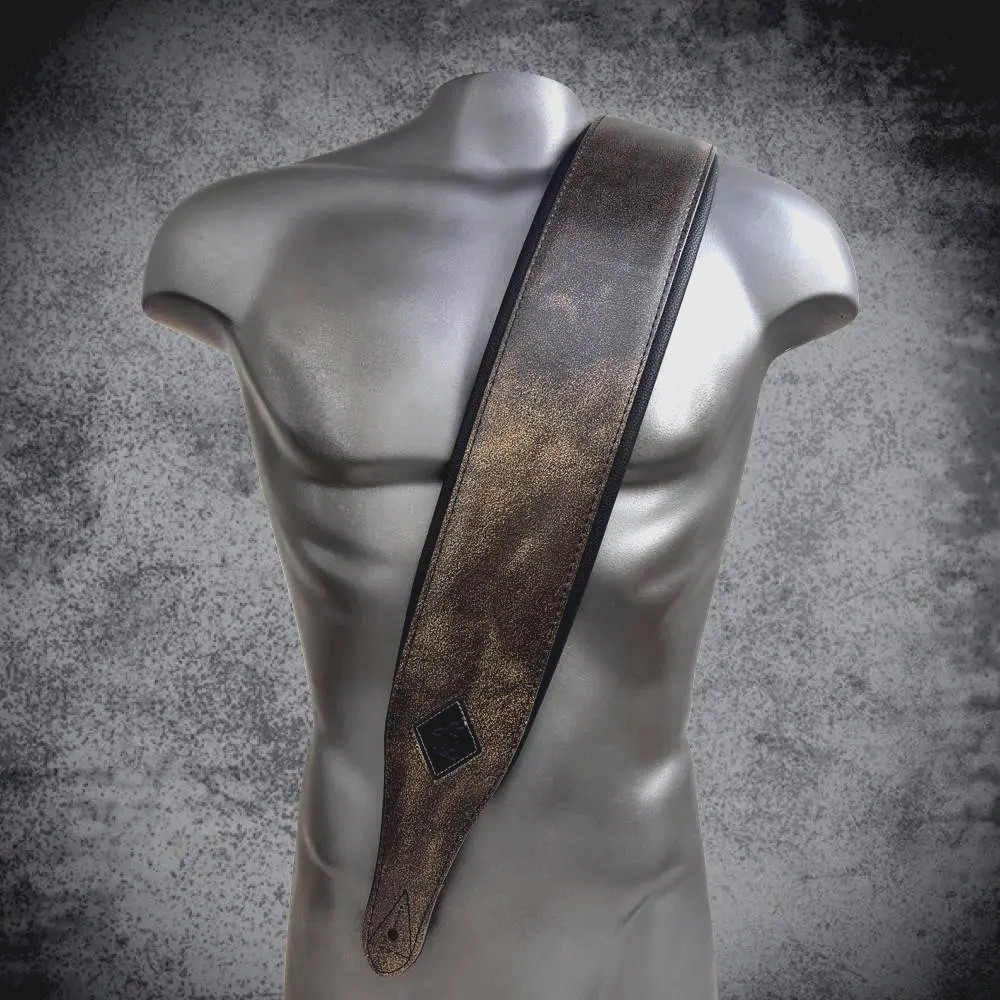 Bass Used Look Brown Leather Padded Strap | Bass Guitar Strap
