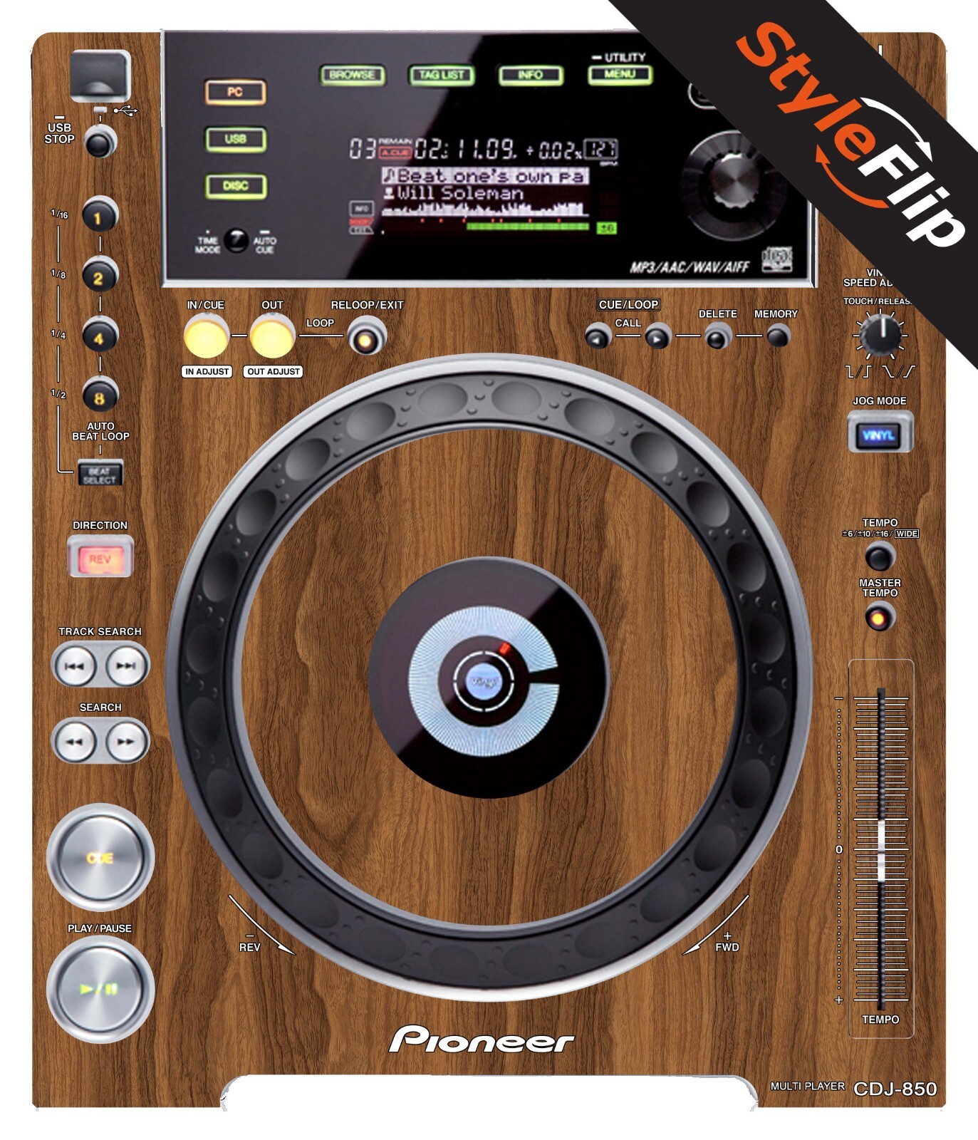 Pioneer CDJ-850 | Wood 2 | Protective Decal | StyleFlip Skins