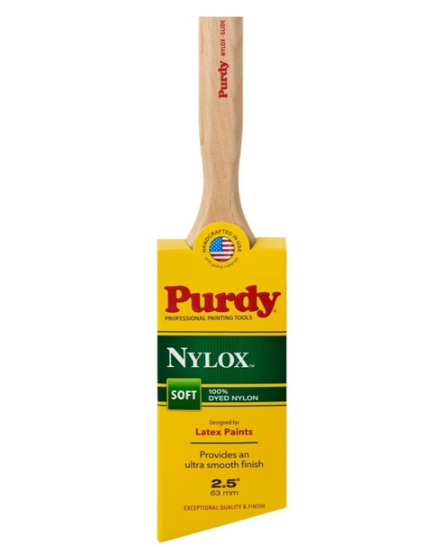 3 Genuine Purdy Nylox Smooth Finish Glide Angular 2-1/2" Paint Brushes 144152225