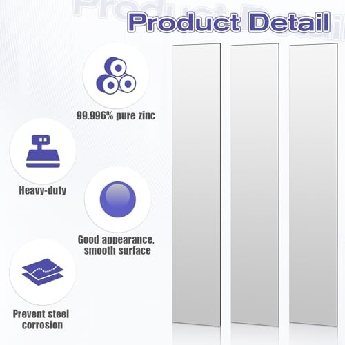 20 Pcs Zinc Anode Sheets, High Purity Copper Zinc Electrode Strips for Plating &