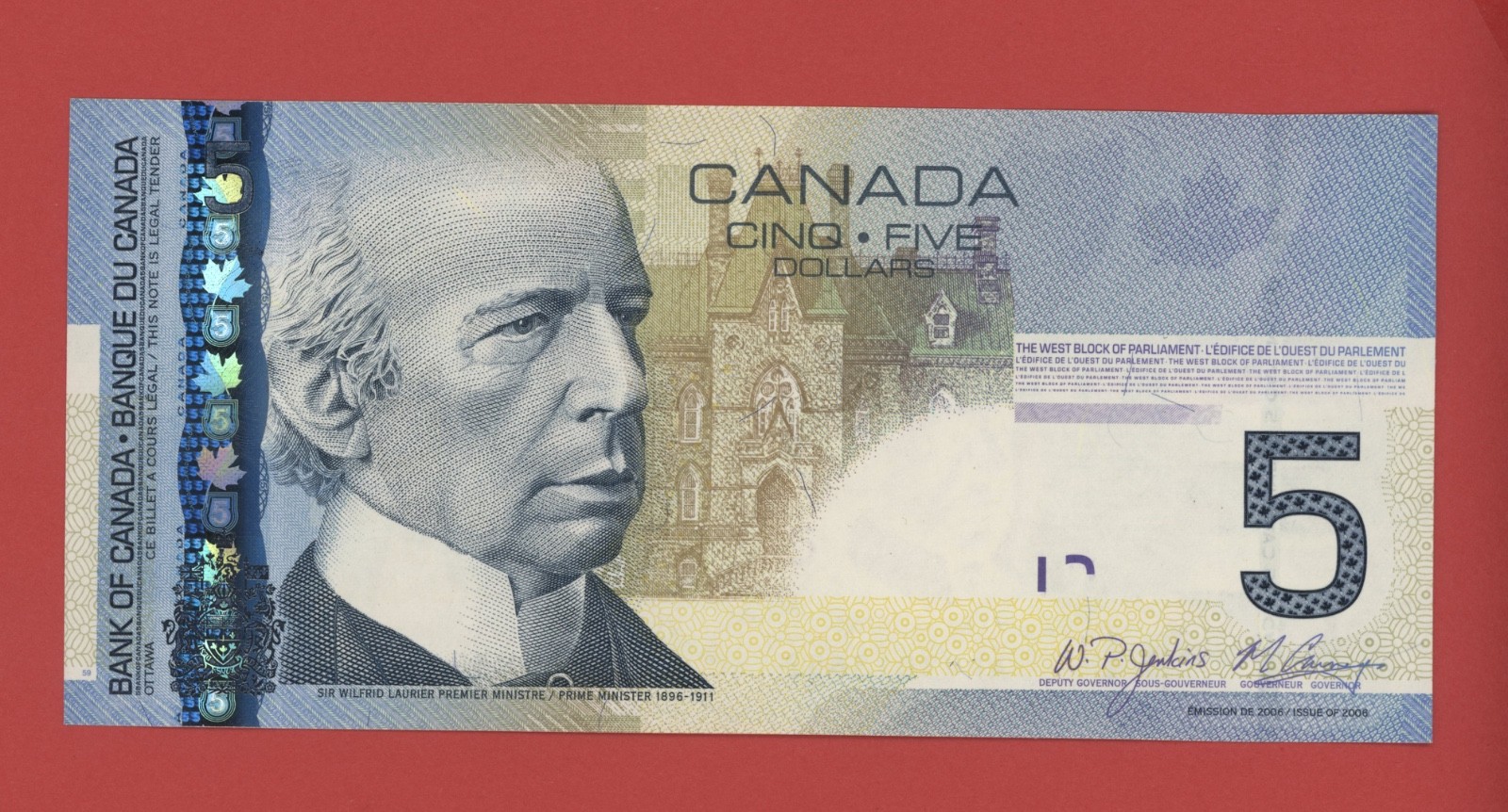 CANADA  5  DOLLARS 2006/2008  PICK # 101Ab  UNC.