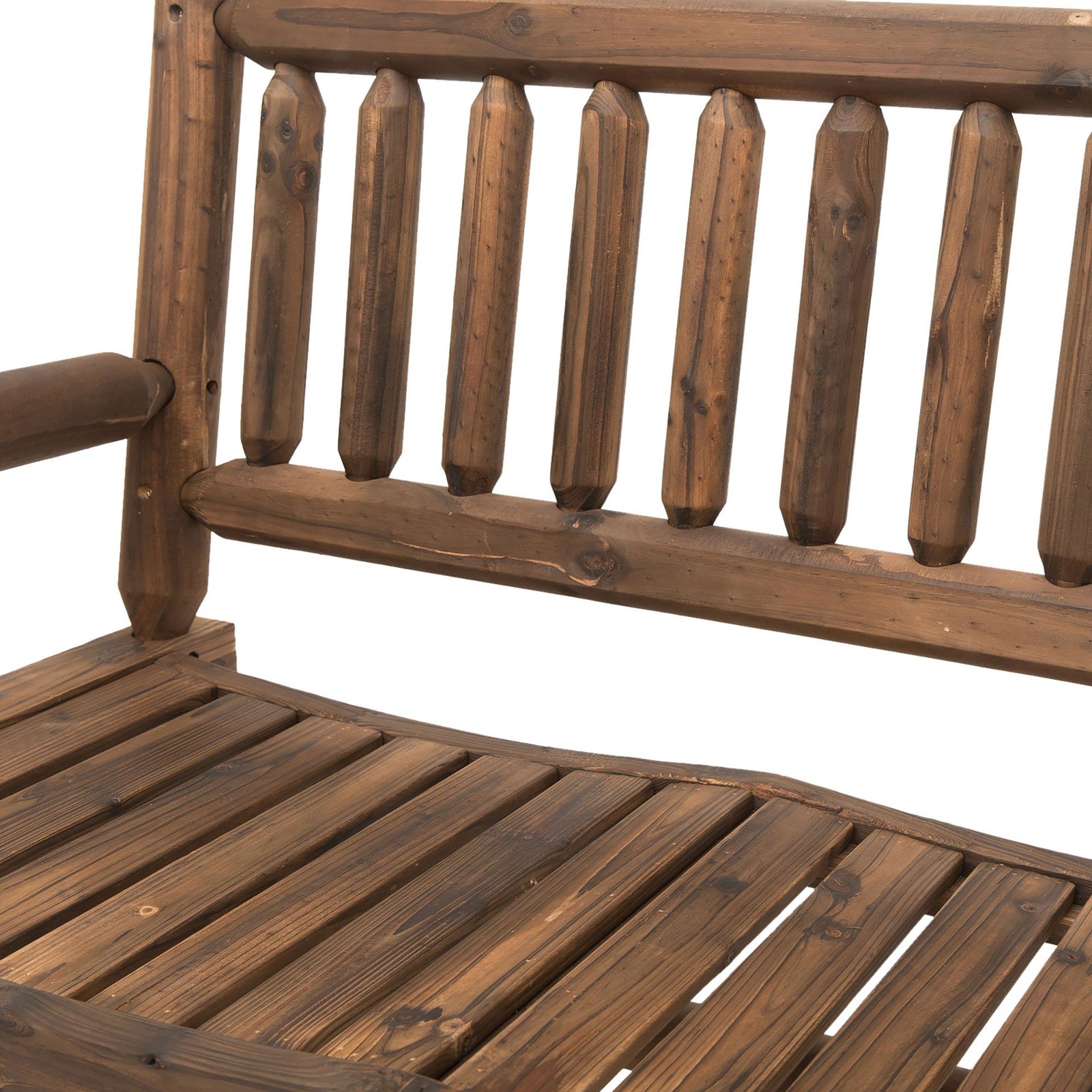 Durable Fir Wood Double Rocker, 44in Length 550lb Capacity Outdoor Use