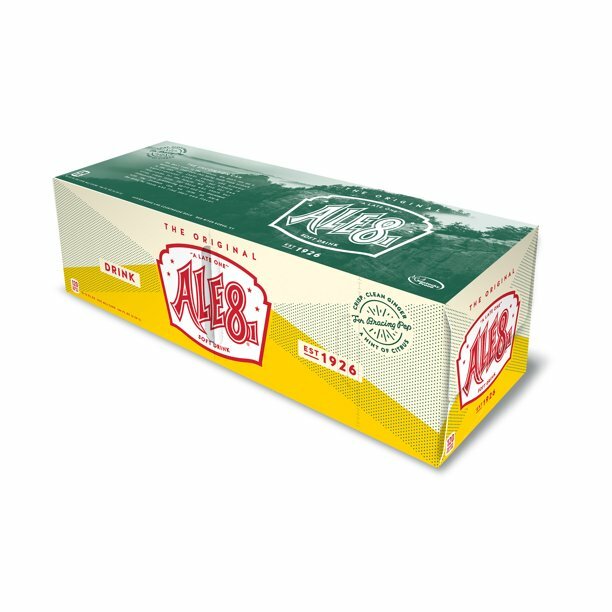 12 pack Ale 8 One Ginger Ale Soda w/ Caffeine Kick & Hint of Citrus 12 oz cans Ⴥ