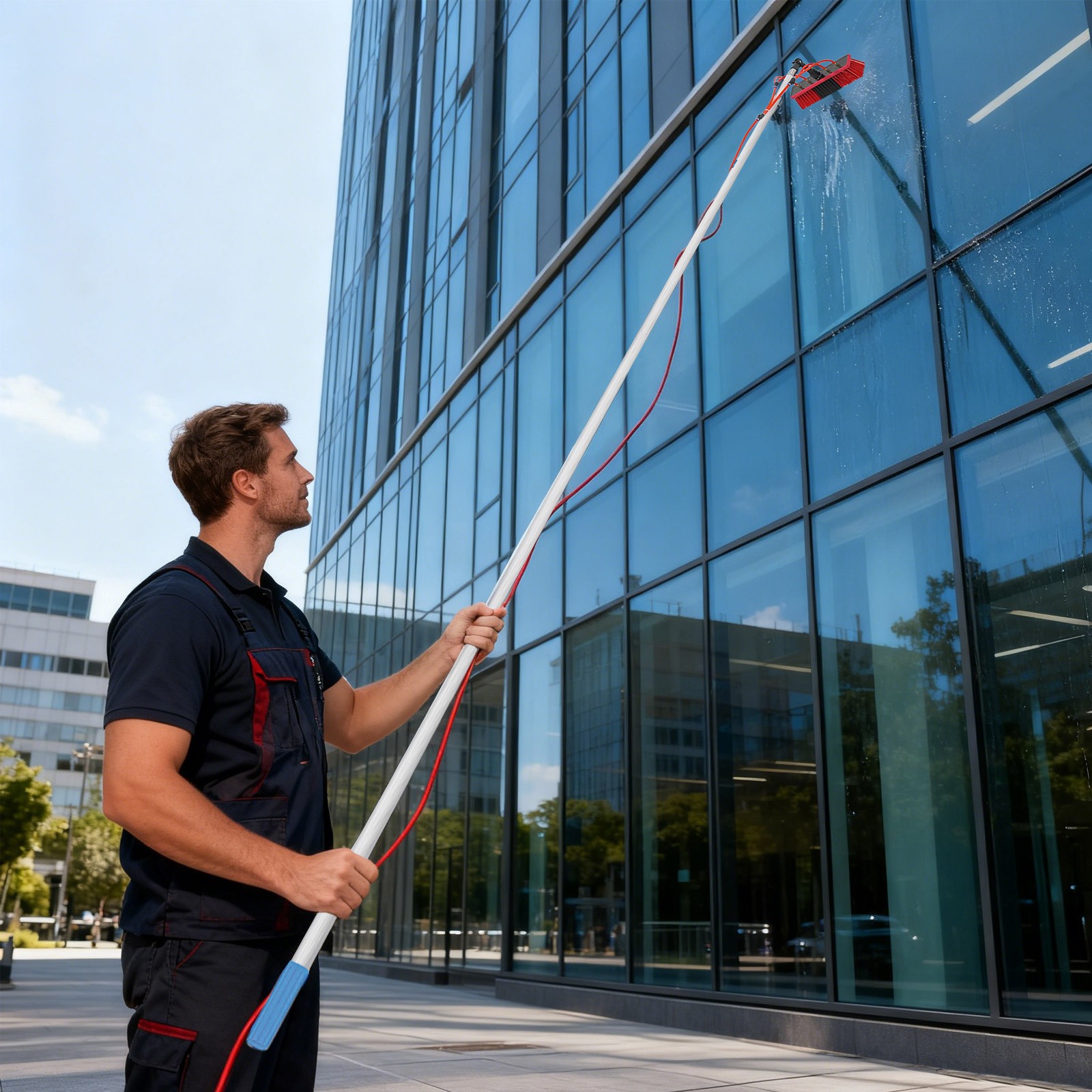 Cleaning Brush & Pole Cleaning Kit Solar Panel Outdoor Window Cleaning Tool