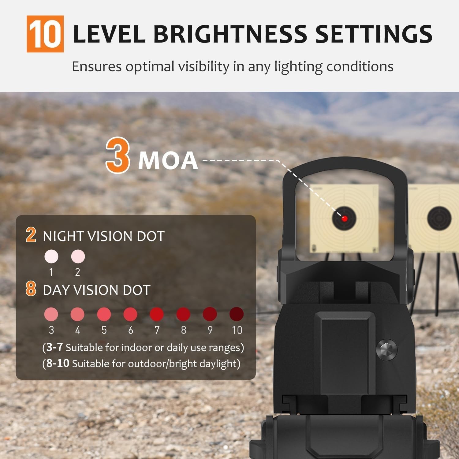 3 MOA Red Dot Sight 、Dot Open Reflex Sights, with Shake Awake for Pistol