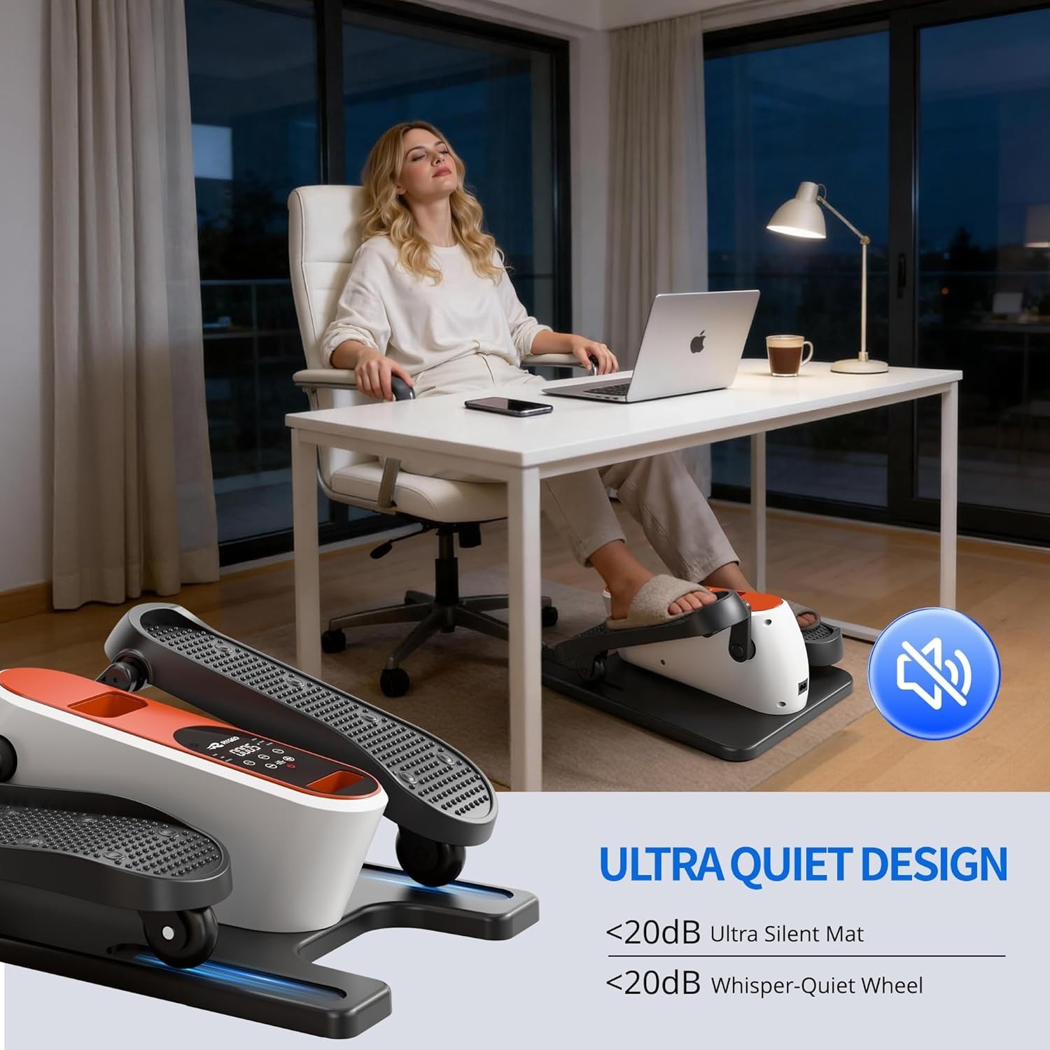 Compact Under Desk Elliptical - 12 Speed Adjustable Leg Exerciser for Seniors