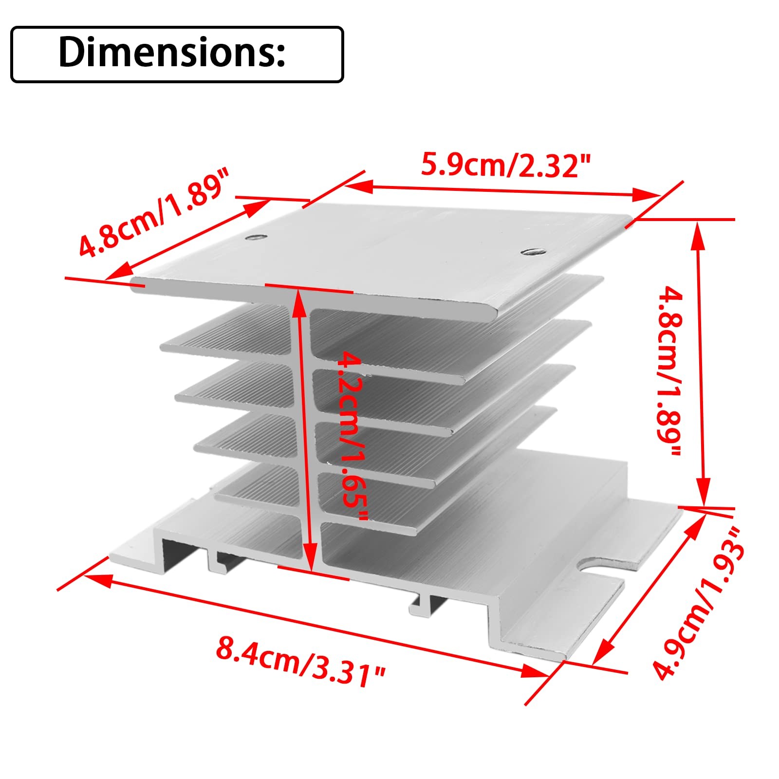 Aluminum SSR Heat Sink 3 PCS Solid State Relay Silver Radiator Single Phase