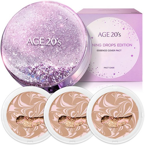 AGE 20'S Shining Drop Pact Edition Case + Refill 12.5g x 3p, No. 23 (Pink Latte)