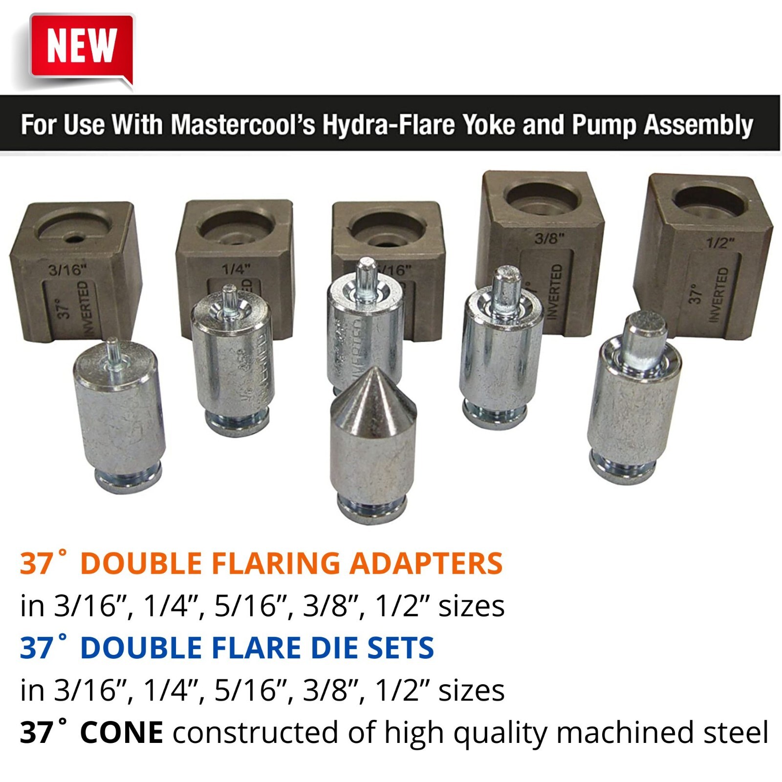37 Degree Hydraulic Double Flaring Tool Adapter Die Set for Brake Line Fuel Line
