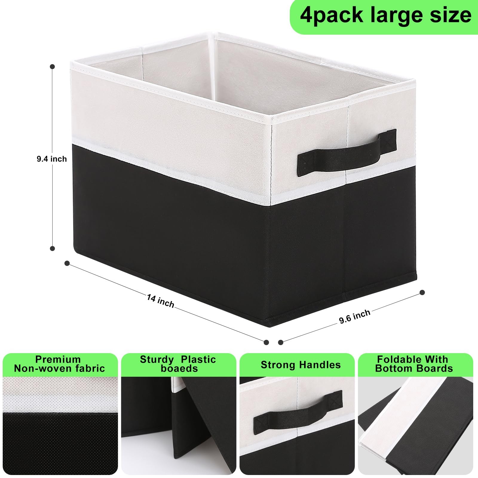 Large Shelf Storage Bins [4 Pack],Decorative Collapsible Storage Basket,Fabri...