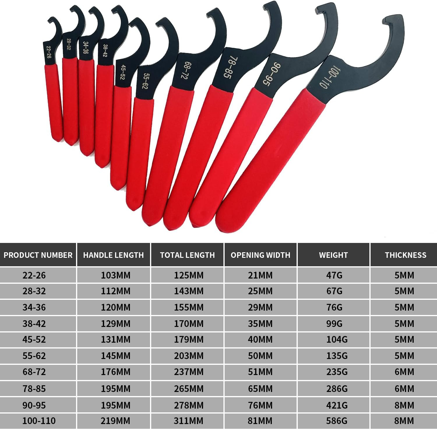 10Pcs Coilover Spanner Wrench Set Universal Shock Adjustment Hook Tool Suspensio