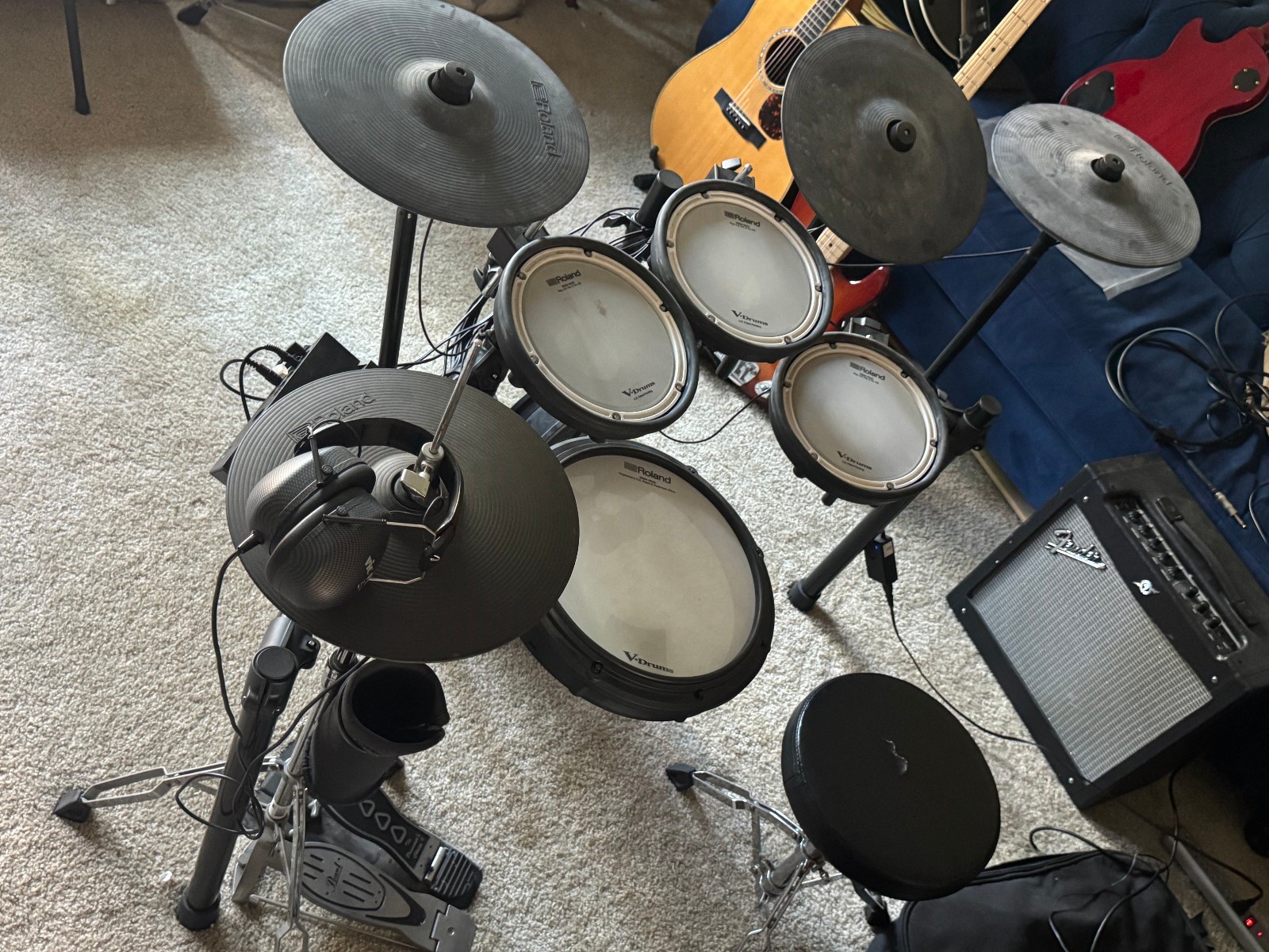 Roland TD-17KVS V-drums Electronic Drum Set w/ DW Pedal Pearl Throne/HiHat USED