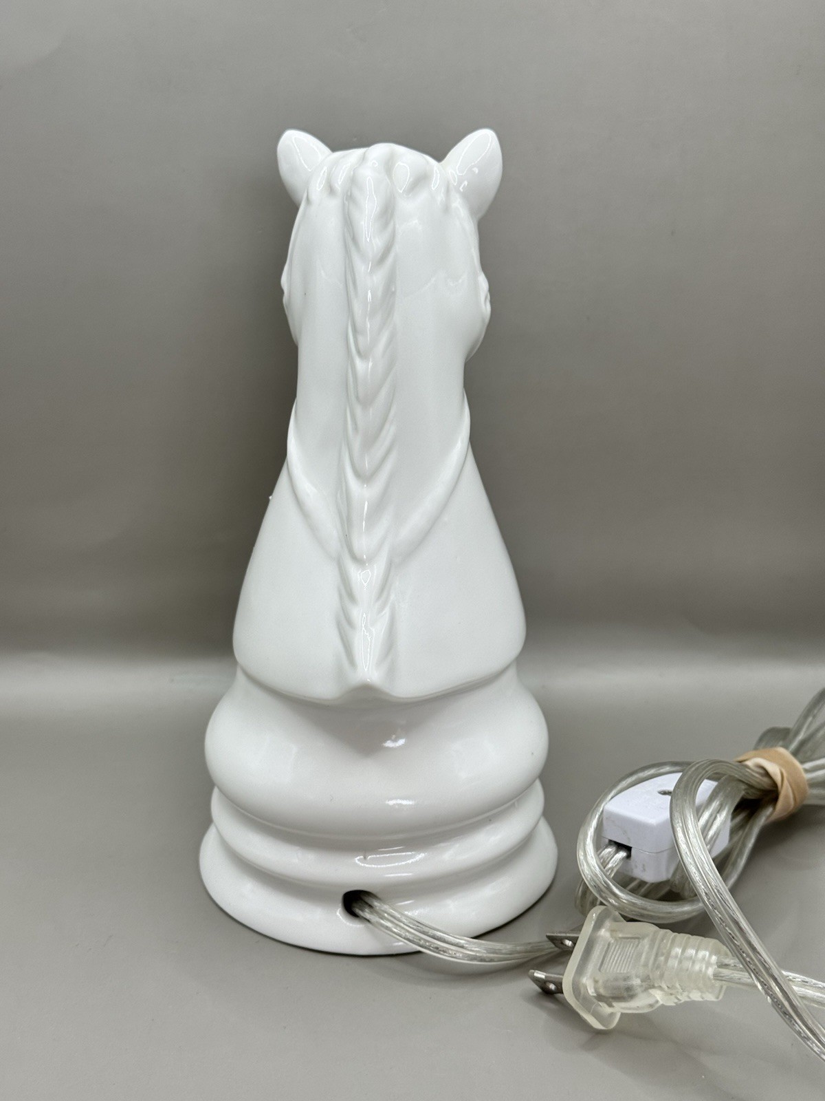 Horse White Knight Ceramic Chess Piece Night Light Accent Lamp